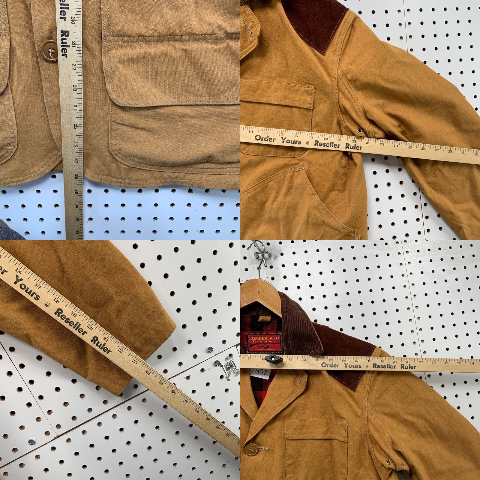 Timberland Cumberland Jacket Mens 40 Brown Canvas Hunting Barn Chore Leather Trim Vintage Jacket Size US XXS / EU 40 - 9 Thumbnail