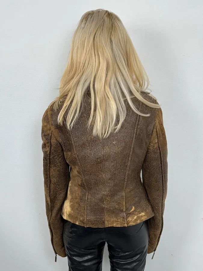 Roberto Cavalli 2000s Roberto Cavalli Raw Brown Leather Patchwork Lining Jacket Size M / US 6-8 / IT 42-44 - 4 Thumbnail