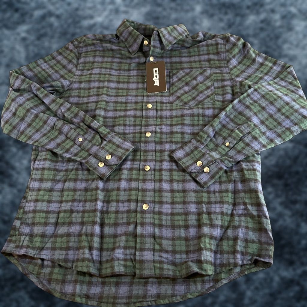 Vintage CQR Flannel Shirt Mens Medium Blue Plaid Button-Up Long Sleeve NWT Size US M / EU 48-50 / 2 - 1 Thumbnail