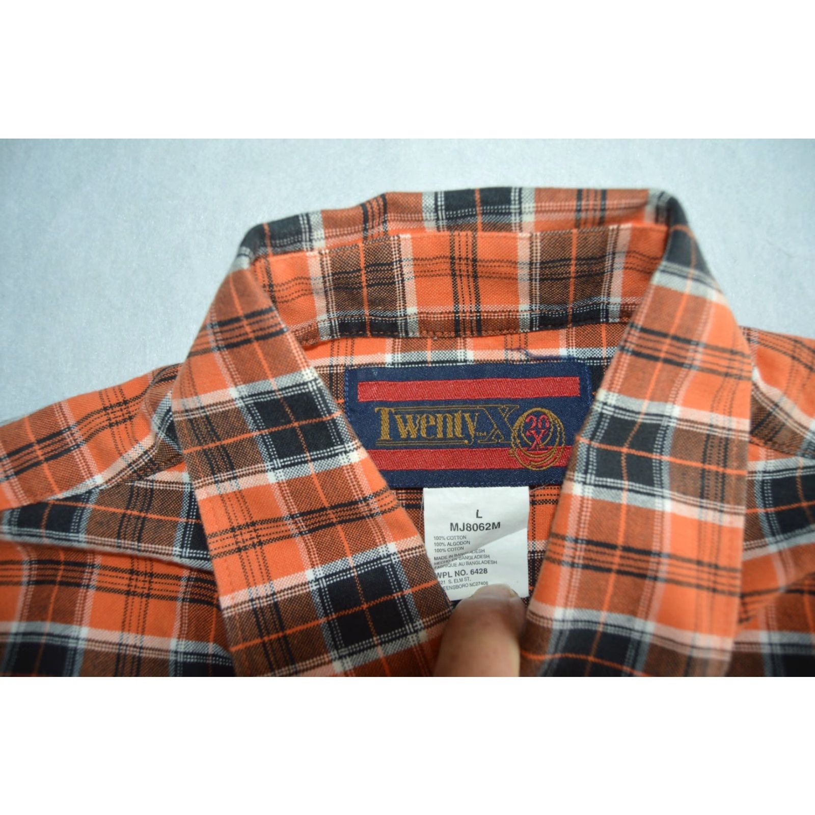 Vintage Twenty X Men's Shirt Orange Plaid LS Button Front Size L Western Cowboy Cotton Size US L / EU 52-54 / 3 - 4 Thumbnail