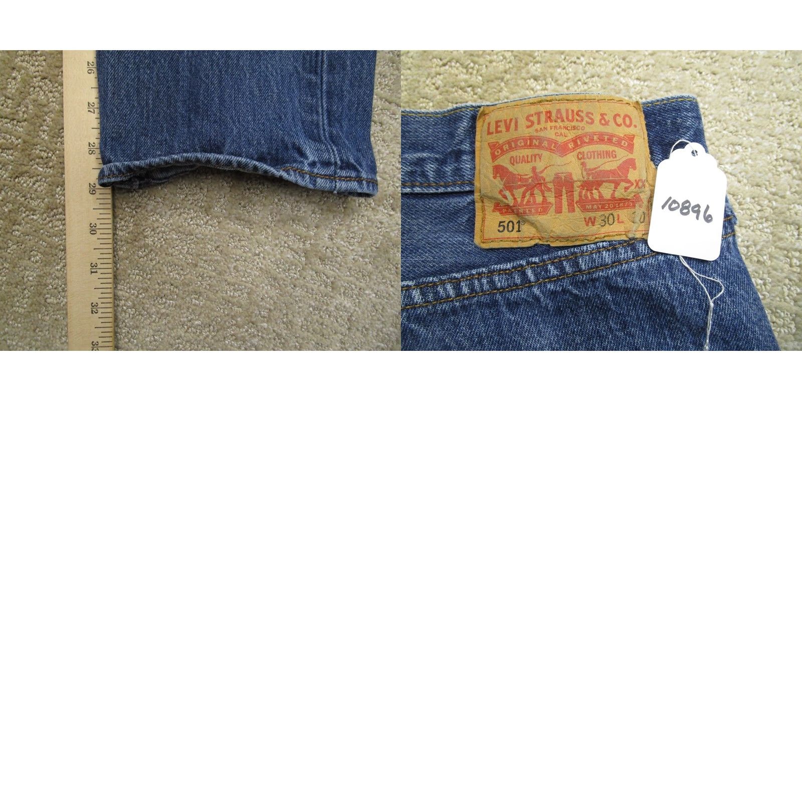 Levi's Levi's 501 Jeans Men 30x30 Blue Button Fly Regular Fit Denim Pant Dark Wash Size US 30 / EU 46 - 8 Thumbnail