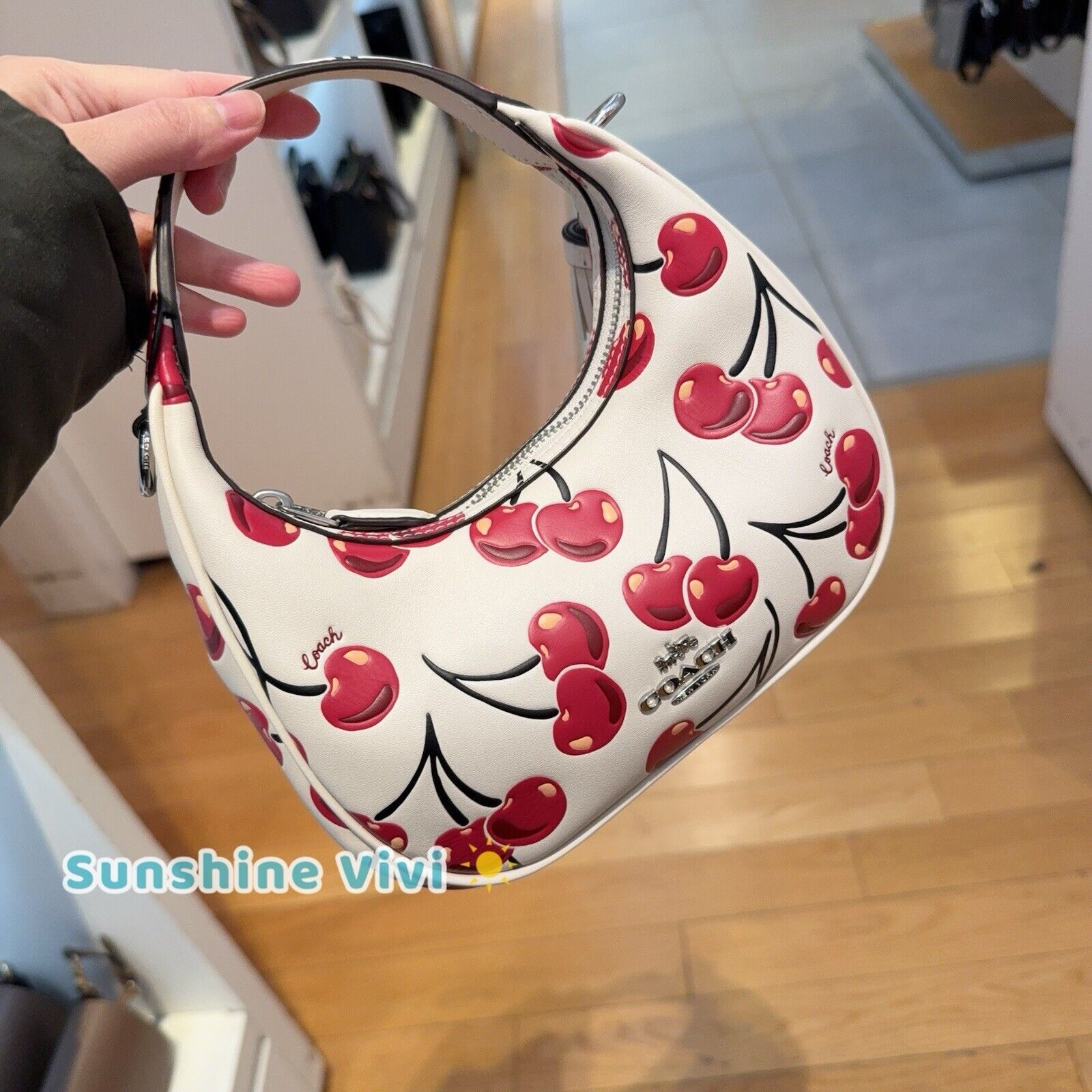 Coach NWT Coach Carmen Mini Chalk Cherry Crossbody Hobo CY711 Size ONE SIZE - 1 Thumbnail