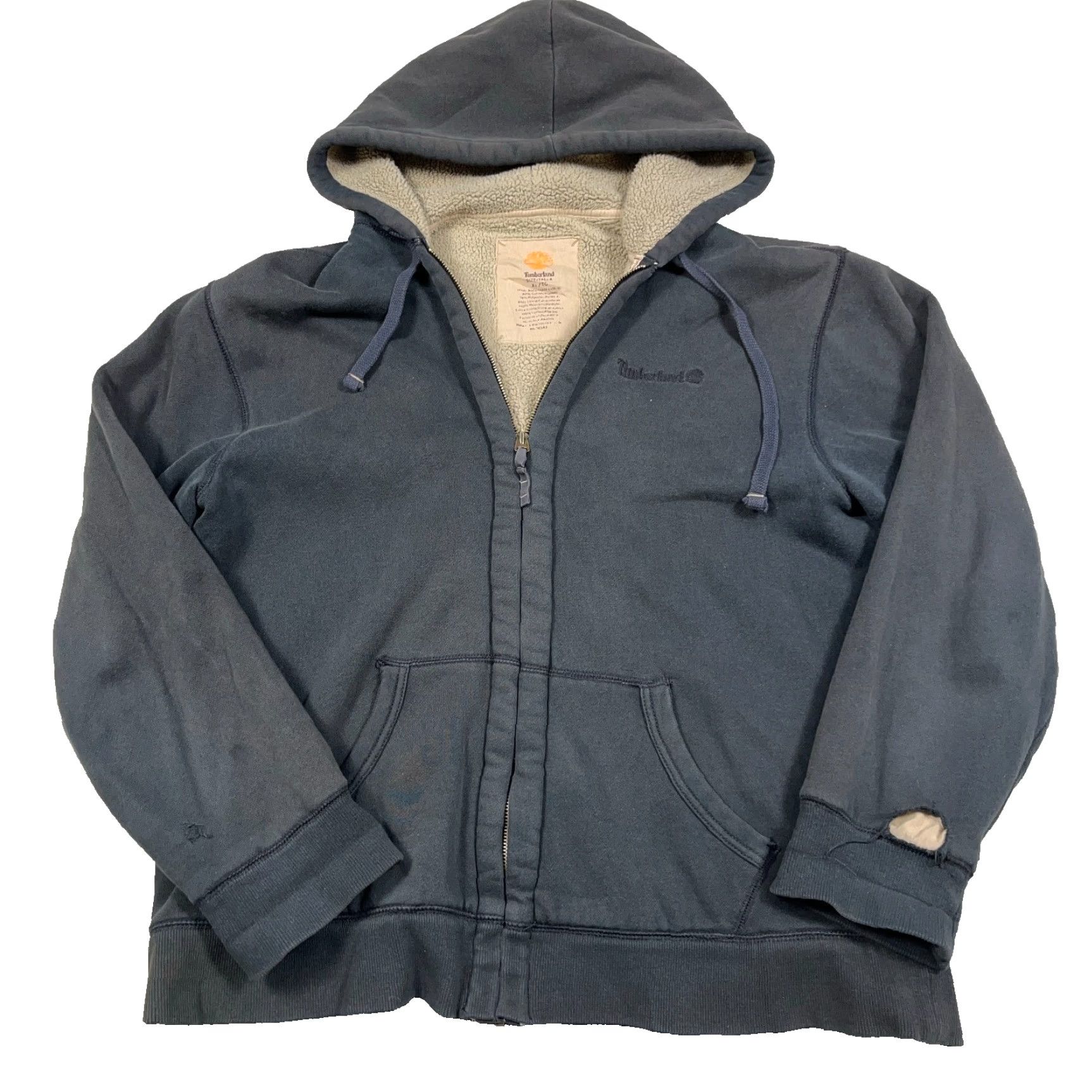 Timberland VINTAGE Timberland Hoodie Men XL Black Full Zip Sherpa Lined Jacket Sun Faded Size US XL / EU 56 / 4 - 2 Thumbnail