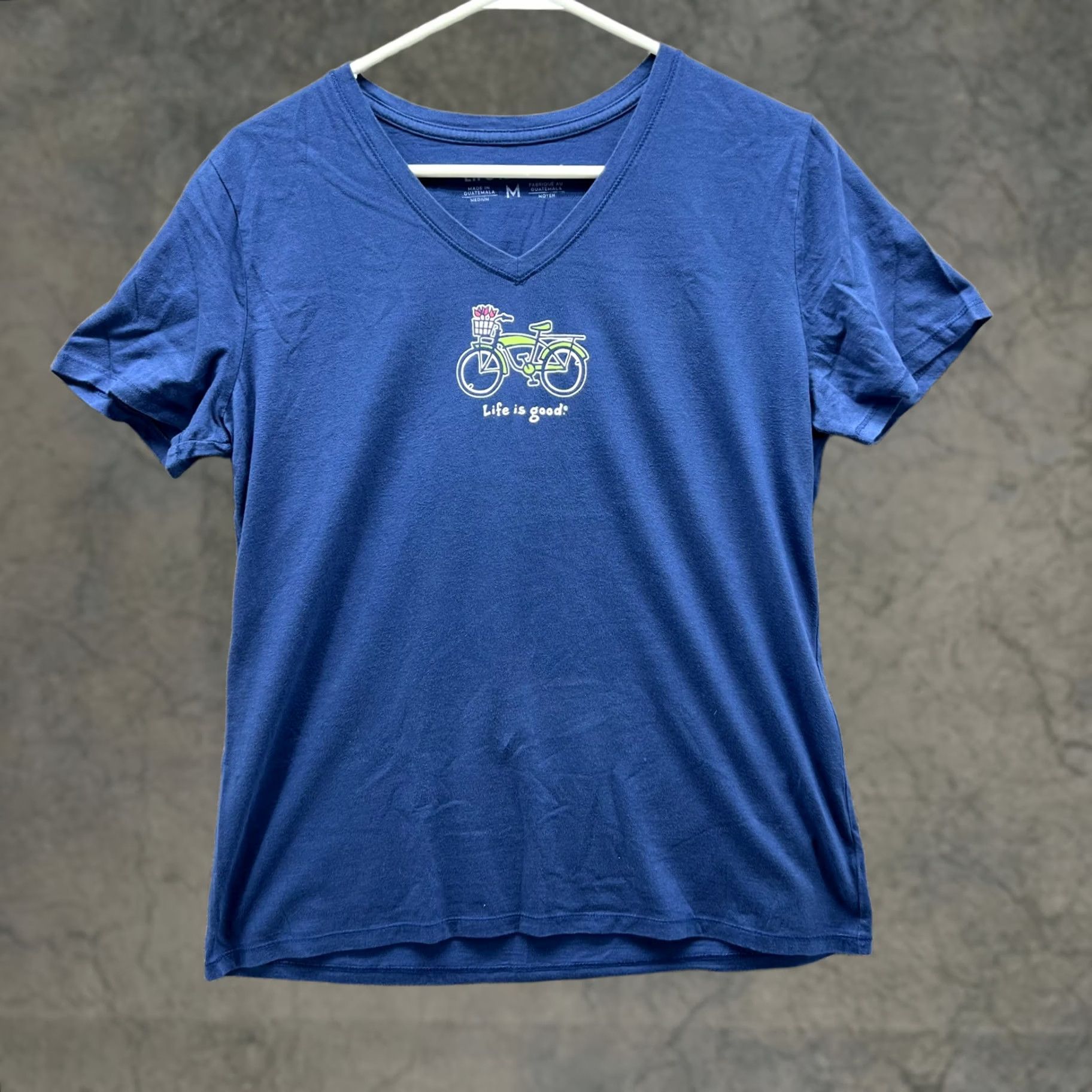 Life is Good Life is Good Shirt Womens Medium Blue V-Neck Crusher Tee Butterfly Print Shirt M Womens Blue V-Neck Shirt Size M / US 6-8 / IT 42-44 - 1 Thumbnail