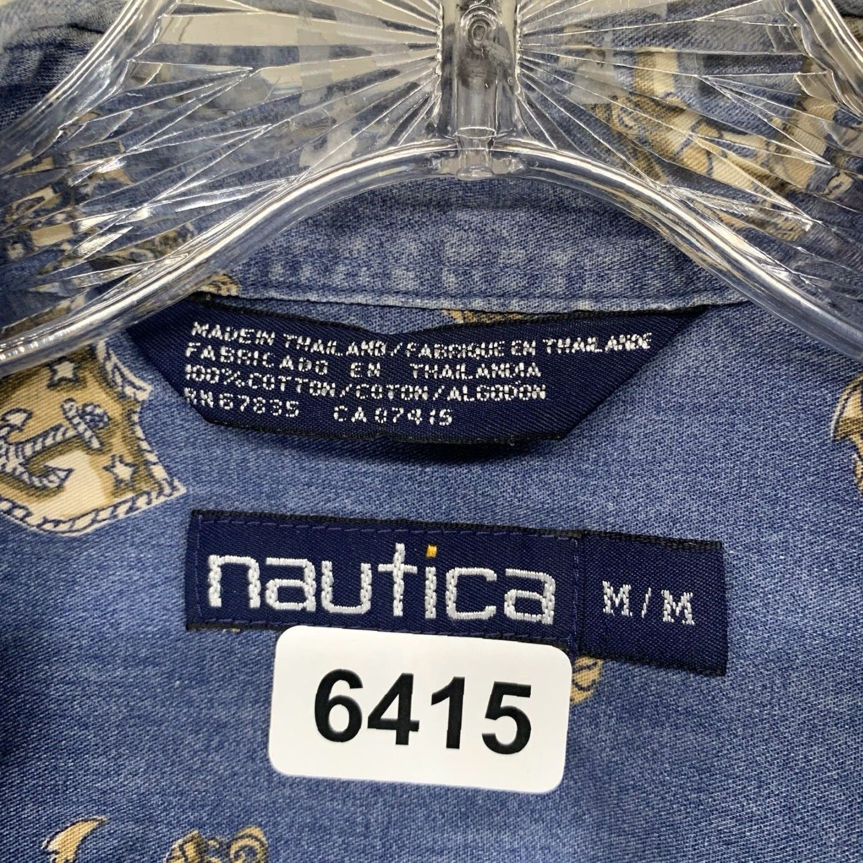 Nautica VINTAGE Nautica Button Up Shirt Mens Medium Blue Geometric Print Denim Cotton 90s Retro Size US M / EU 48-50 / 2 - 3 Thumbnail