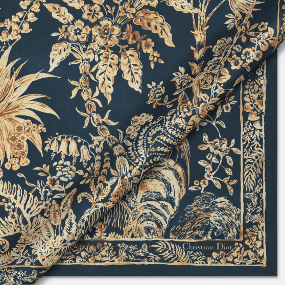 Dior o1w1db10625 Size : OS / Square Scarf in Navy Blue/Beige Size ONE SIZE - 4 Thumbnail