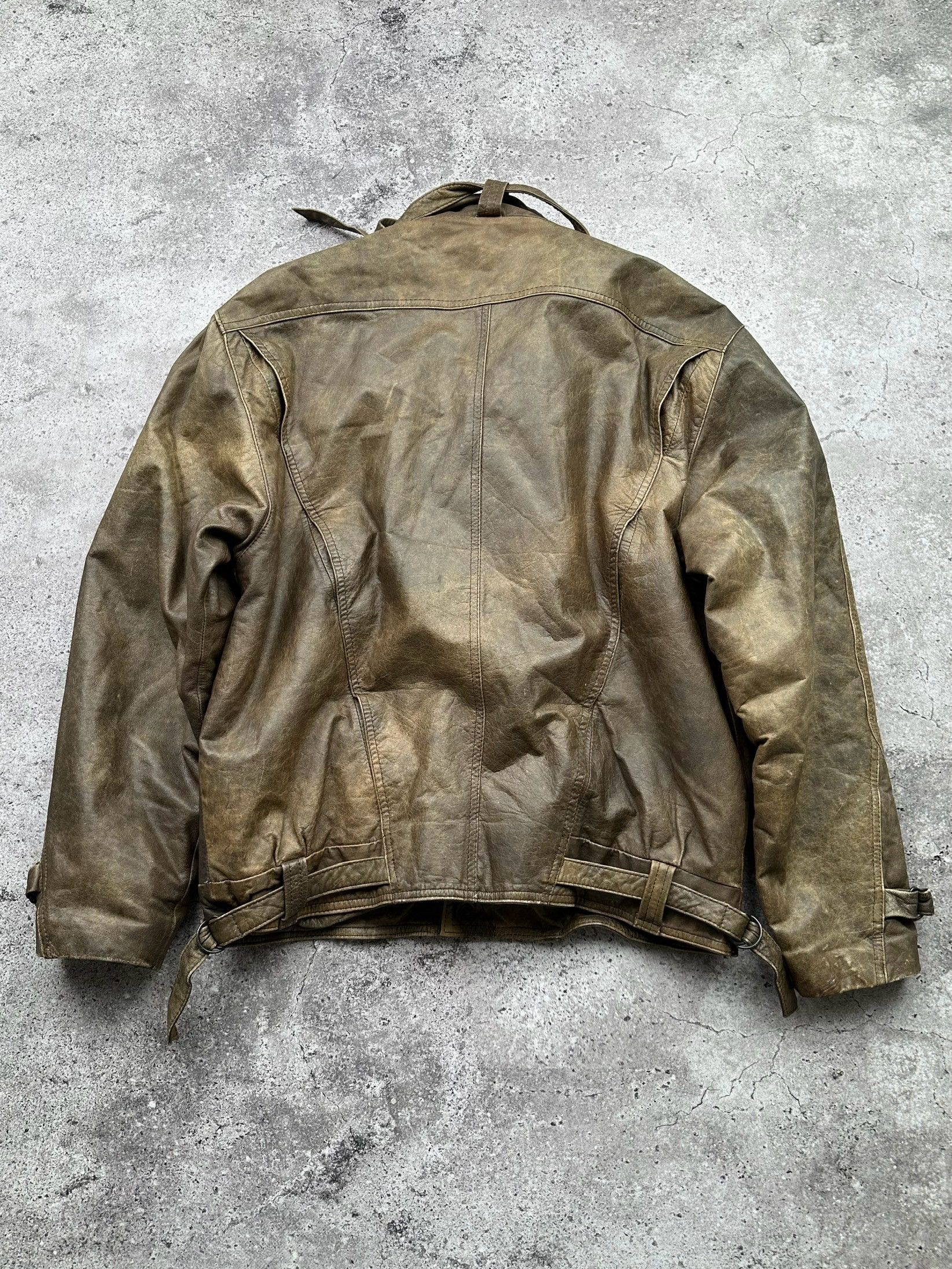 Genuine Leather Vintage Bondage Faded Leather Military Jacket C2(V13) Size US M / EU 48-50 / 2 - 12 Thumbnail