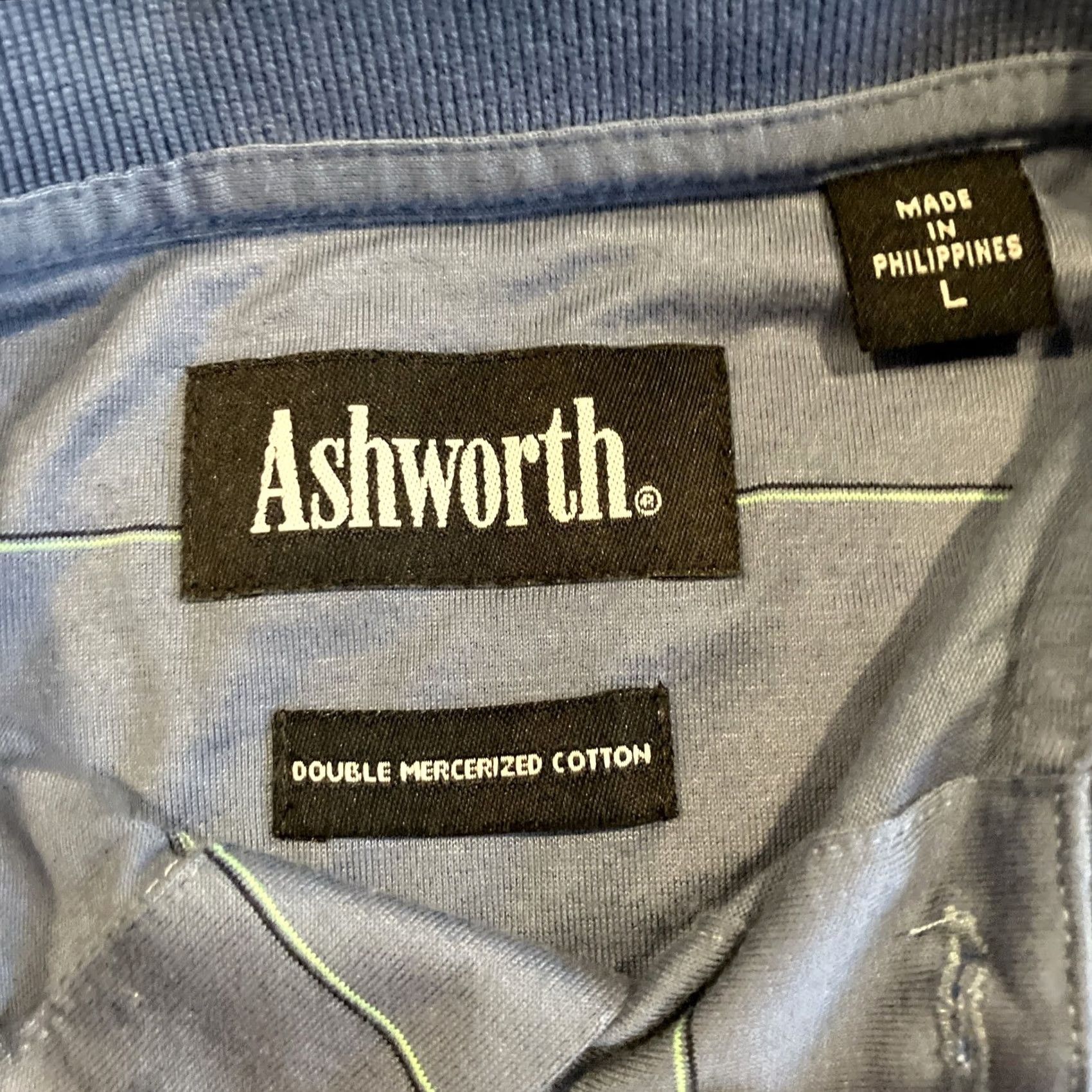 Vintage VINTAGE Ashworth 104th US Open Shinnecock Hills Cotton Blue Striped Polo Golf L Men Size US L / EU 52-54 / 3 - 3 Thumbnail