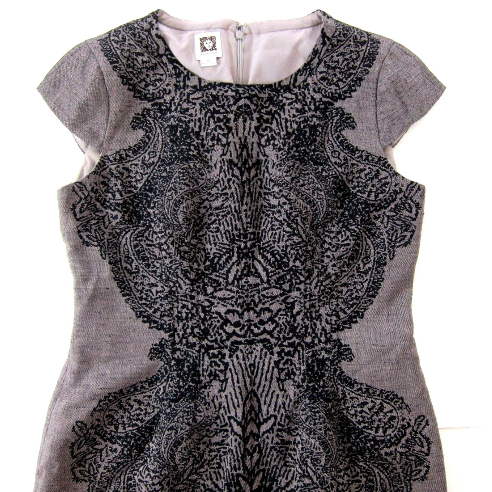 Anne Klein Anne Klein Cap Short Sleeve Sheath Dress Size 6 Brown Black Geometric Pattern Pencil Dress, Shift, Knee Length, Rayon Blend, Regular, Women, 40" Hip Size 28" / US 6 / IT 42 - 6 Thumbnail