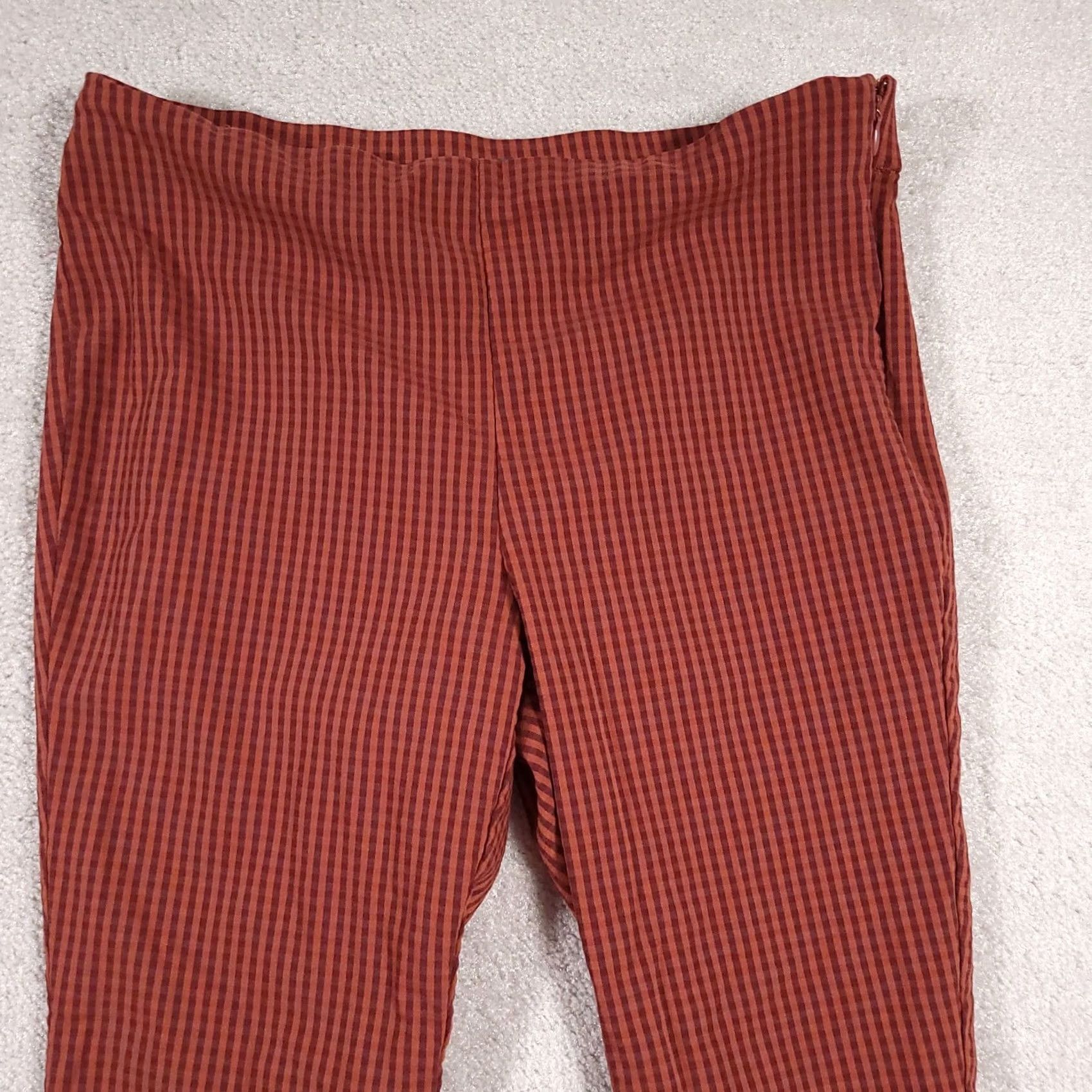 Worthington Worthington Pant Slacks Trouser Capri Women's 10 Orange Checked Slim Leg Cropped Size 32" / US 10 / IT 46 - 3 Thumbnail