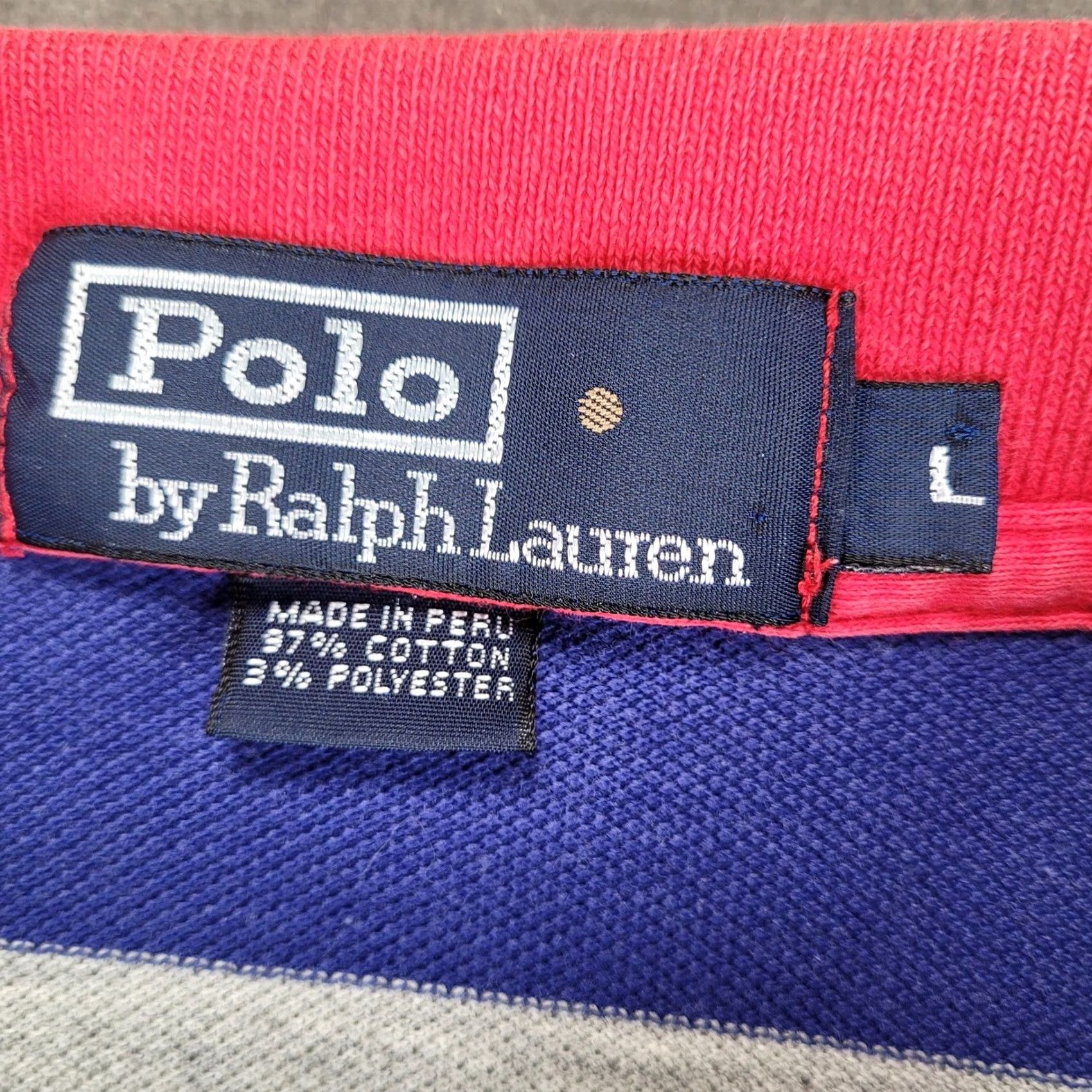 Polo Ralph Lauren Polo Ralph Lauren Mens Large Red Blue Gray Striped Short Sleeve Polo Shirt L Size US L / EU 52-54 / 3 - 3 Thumbnail