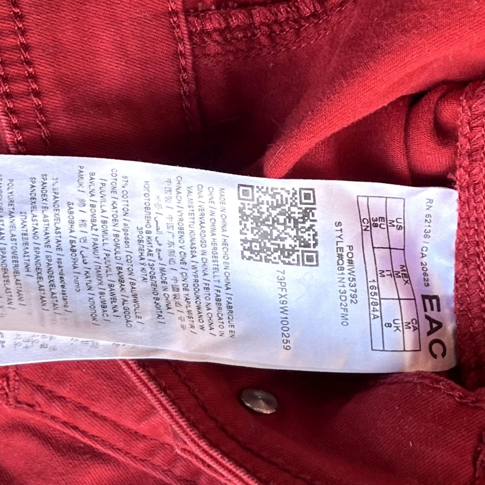 Guess Guess Jacket Womens Medium Red Denim Button Front Jean Pockets Casual Stretch Size 32" / US 10 / IT 46 - 5 Thumbnail