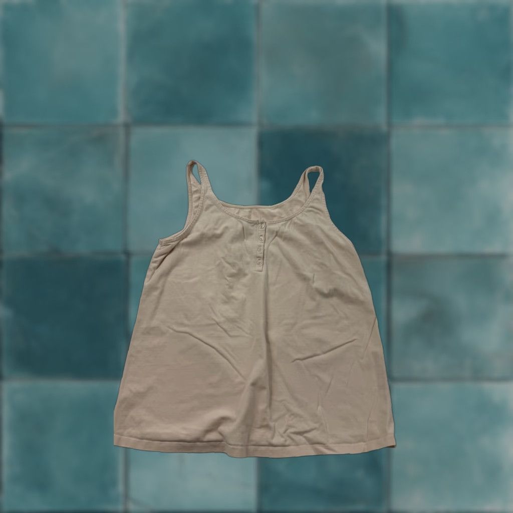 Vintage Storq Tank Top Womens Maternity Beige Camisole Henley Strap Sleeveless Jersey 1 Lightweight Stretch Button Casual Summer Clothing Womens Size XS / US 0-2 / IT 36-38 - 1 Thumbnail