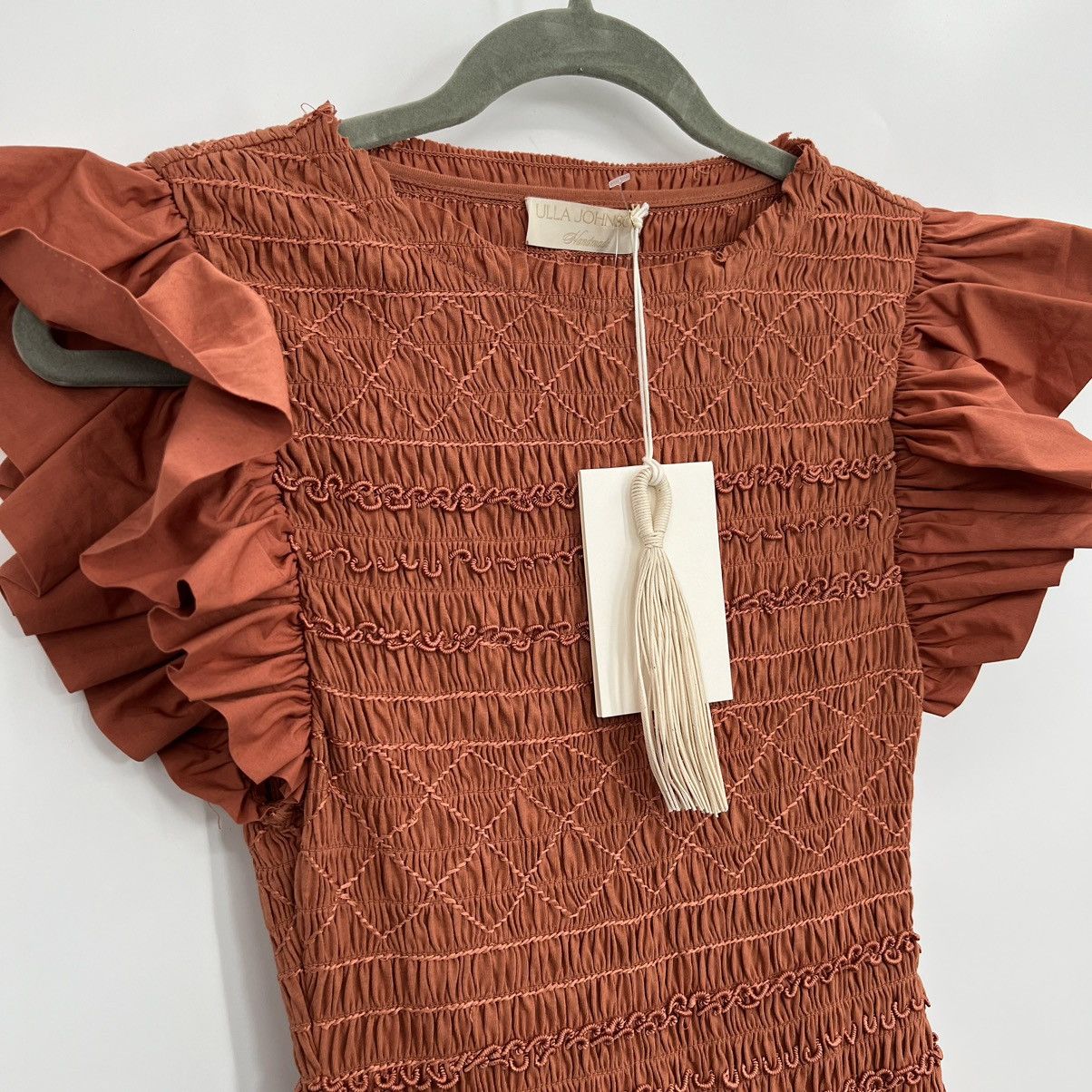 Ulla Johnson NWT Ulla Johnson Madeline Smocked Midi Dress Poplin Ruffle Size S / US 4 / IT 40 - 6 Thumbnail