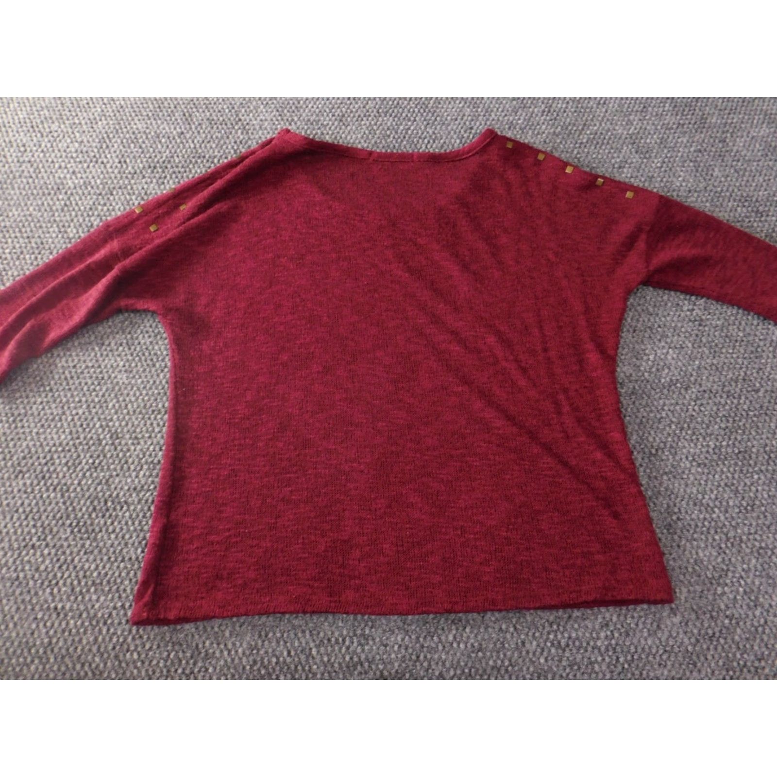 Vintage Papaya Womens Blouse XL Red Pullover Knit Puff Sleeve 3/4 Collar Bow Button Knitwear Sweater Regular Size XL / US 12-14 / IT 48-50 - 7 Thumbnail