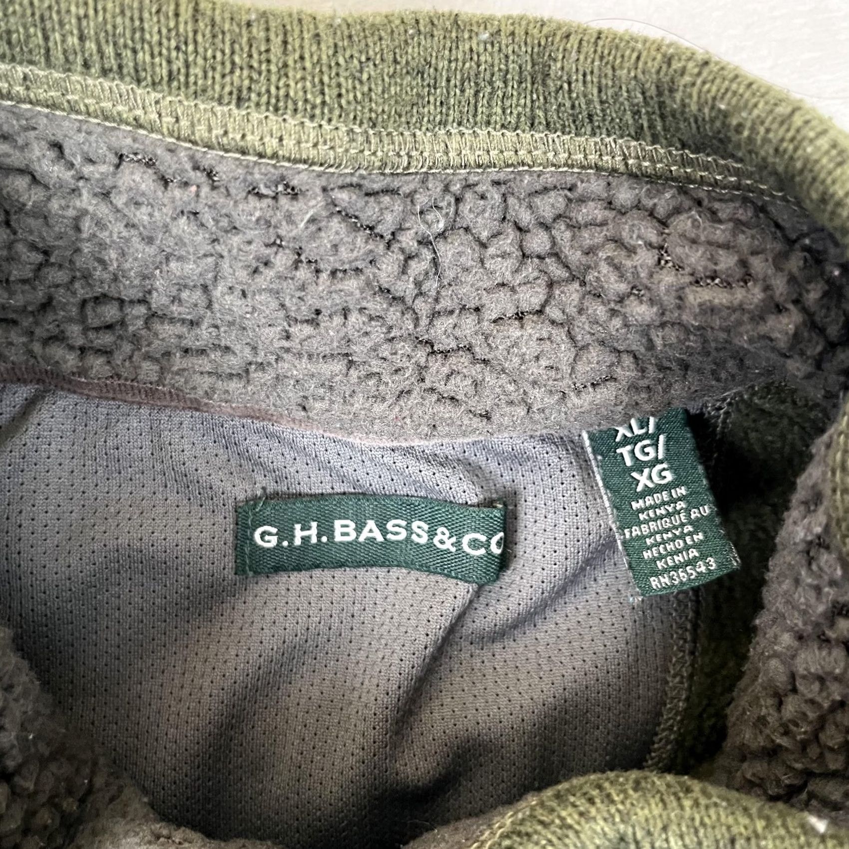 Vintage G.H. Bass & Co Sweater Mens XL Green 1/4 Zip Mock Neck Fleece Lined Pullover Size US XL / EU 56 / 4 - 4 Thumbnail