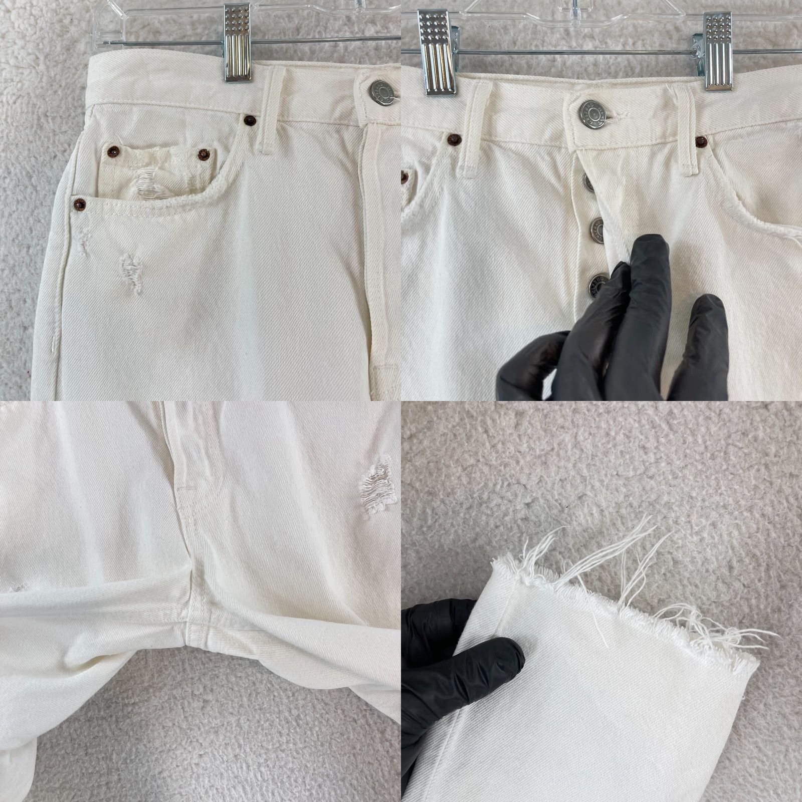 GRLFRND GRLFRND Jeans Womens Size 27 White Denim Skinny Distressed Mid-Rise Casual Pants Womens Size 27" / US 4 / IT 40 - 8 Thumbnail