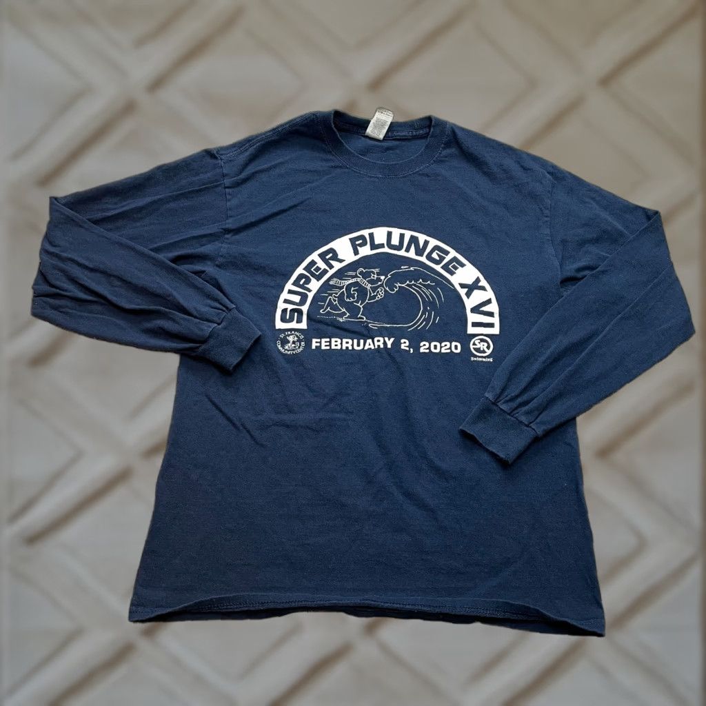 Gildan Gildan Shirt Adult Medium Blue Long Sleeve Crew Neck Logo Size US M / EU 48-50 / 2 - 1 Thumbnail