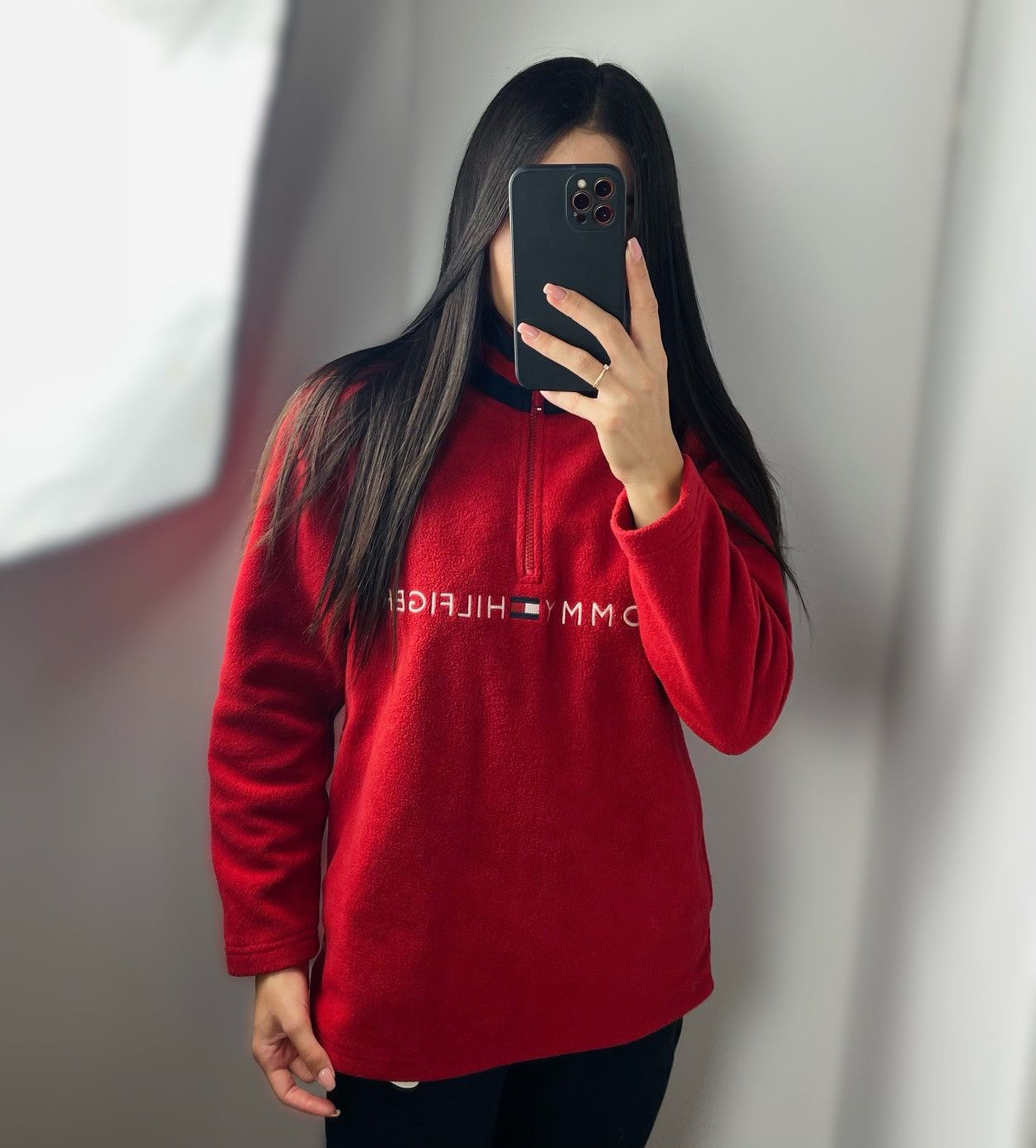 Tommy Hilfiger × Vintage Vintage Tommy Hilfiger fleece sweatshirt sweater red hoodie Size L / US 10 / IT 46 - 5 Thumbnail