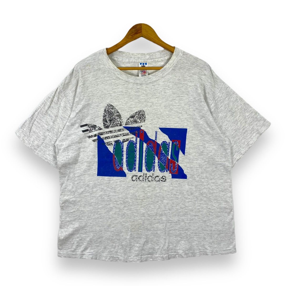 Adidas × Vintage Vintage 90's ADIDAS BIG LOGO Sportswear Tee Shirt Large Size Size US L / EU 52-54 / 3 - 1 Thumbnail