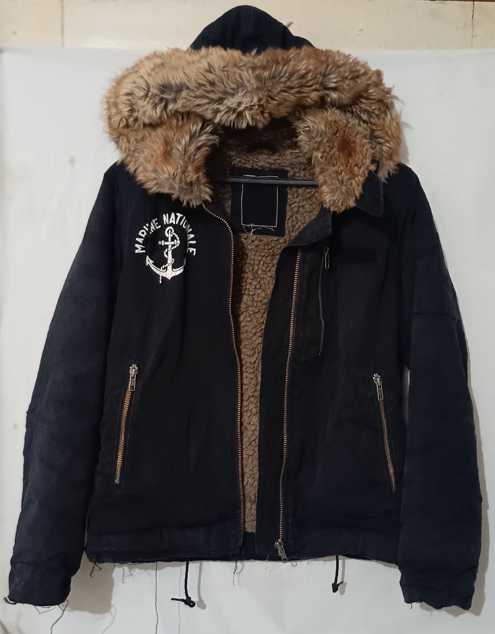 ジャケット・アウター CRUCIFIED FUR COAT 14th Addiction Archive L7 Fur Collar Waxed Rides Jacket Made