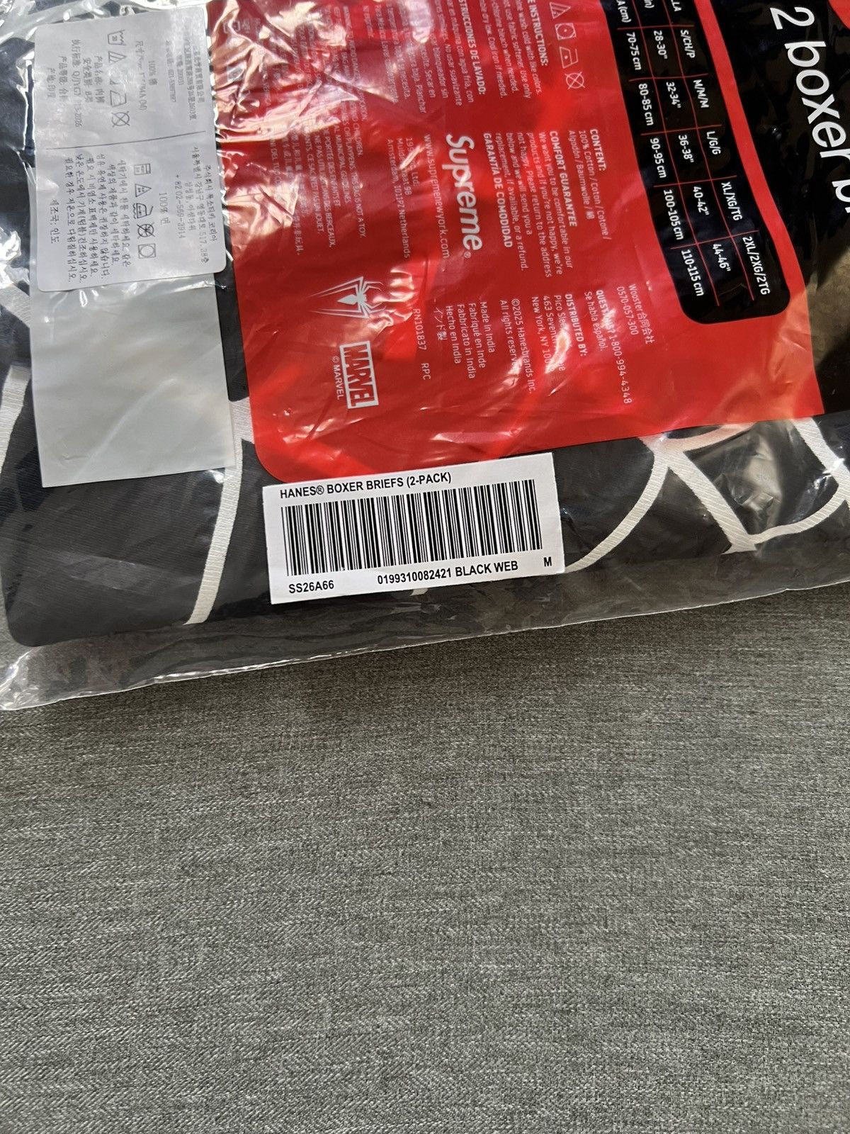 Supreme Supreme Hanes Spider-Man Boxer Briefs (2 Pack) Black Medium Size ONE SIZE - 3 Thumbnail