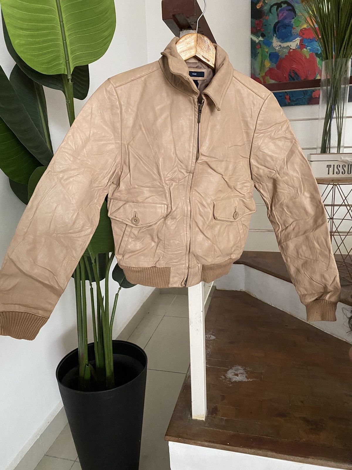 Gap Vintage GAP LEATHER Bomber Jacket nice designer Size US S / EU 44-46 / 1 - 3 Thumbnail