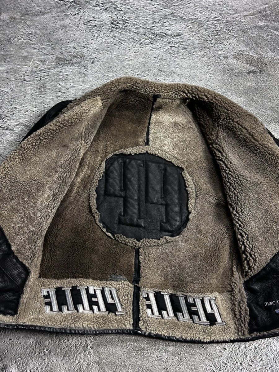 Marc Buchanan Pelle Pelle leather jacket sherpa fur black big logo 90s Size US XL / EU 56 / 4 - 7 Thumbnail