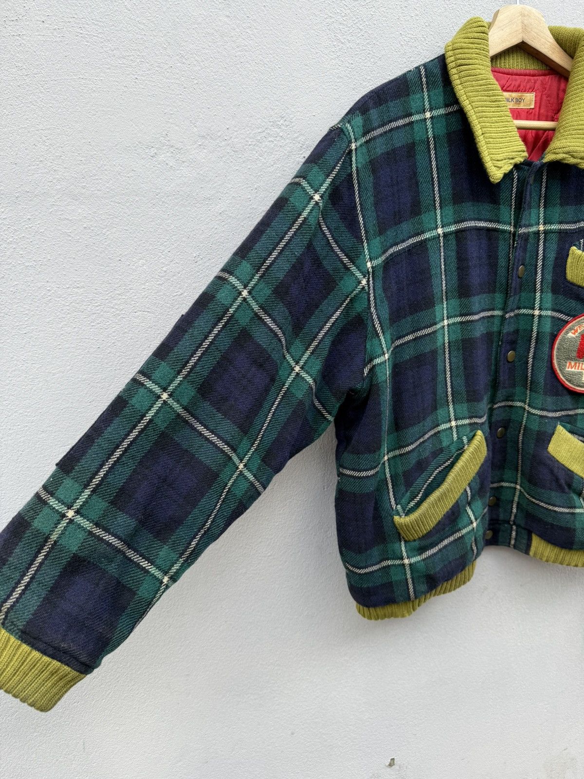 Seditionaries VTG 80s-90s MILKBOY Plaid Boxy Wool Quilted Bomber Jacket Size US L / EU 52-54 / 3 - 7 Thumbnail