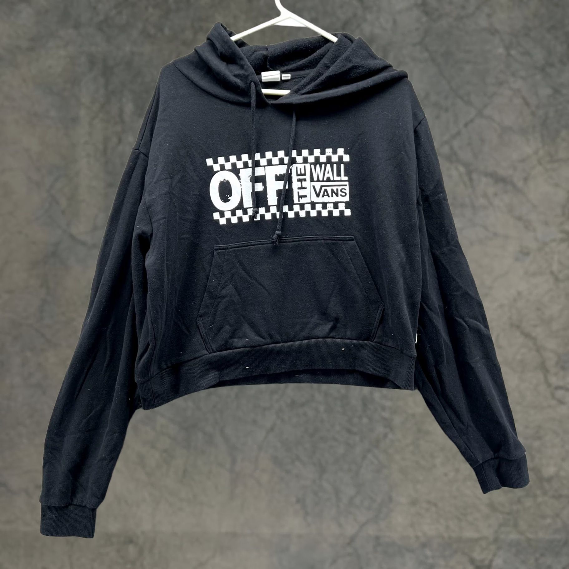 Vans Vans Hoodie Womens XL Black Off The Wall Cropped Fleece Pullover Sweatshirt Size XL / US 12-14 / IT 48-50 - 1 Thumbnail