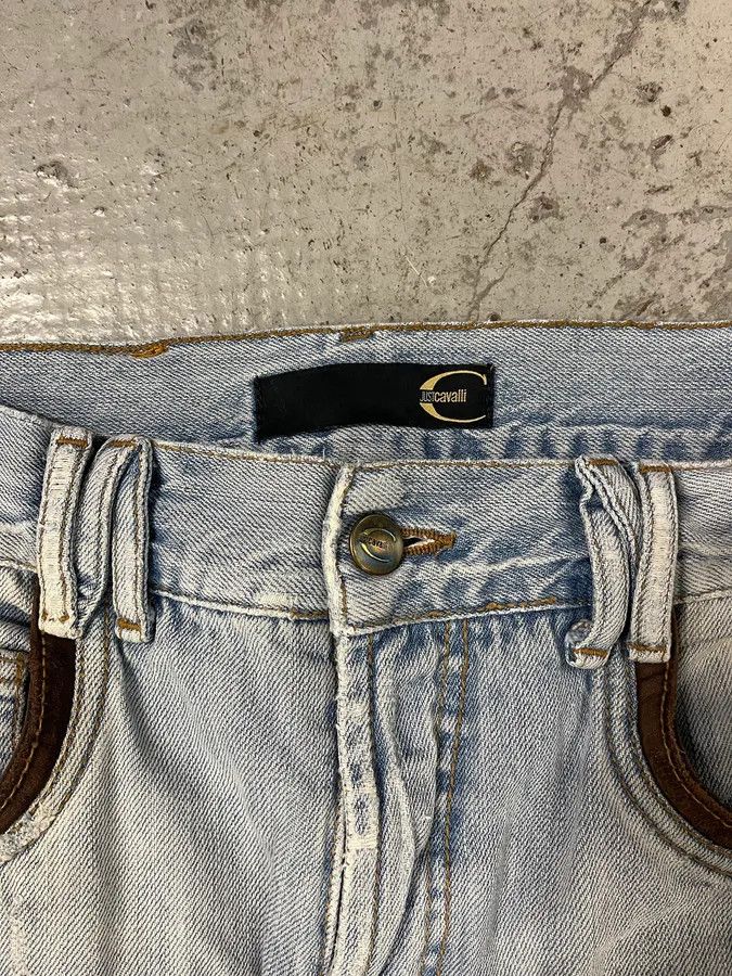Roberto Cavalli × Vintage AW2005 Cavalli Blue Distressed Hybrid Jeans Size US 31 - 8 Thumbnail