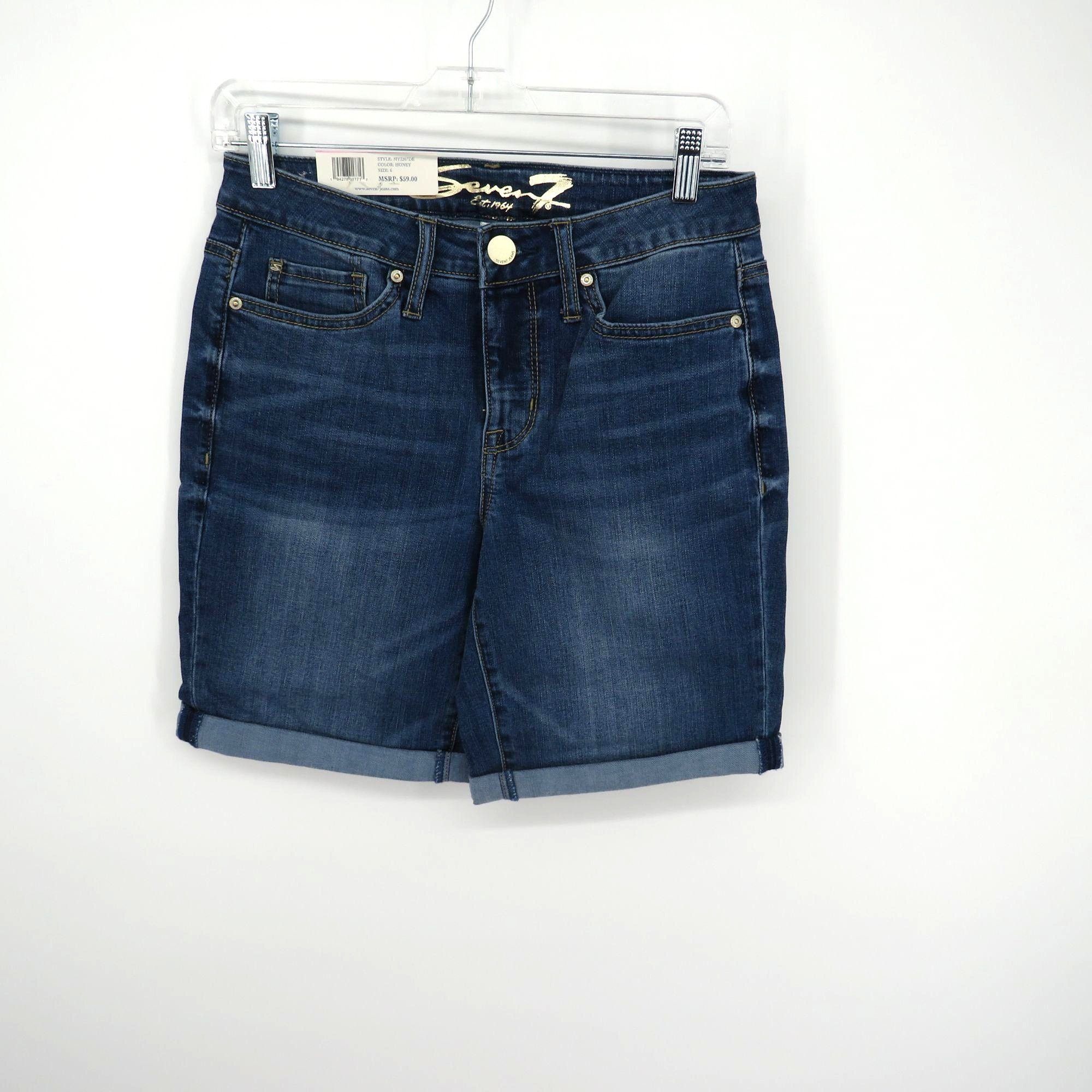 Other Seven7 Womens 9" Sunset Bermuda Denim Shorts Size 6 Rolled C Size 28" / US 6 / IT 42 - 3 Thumbnail