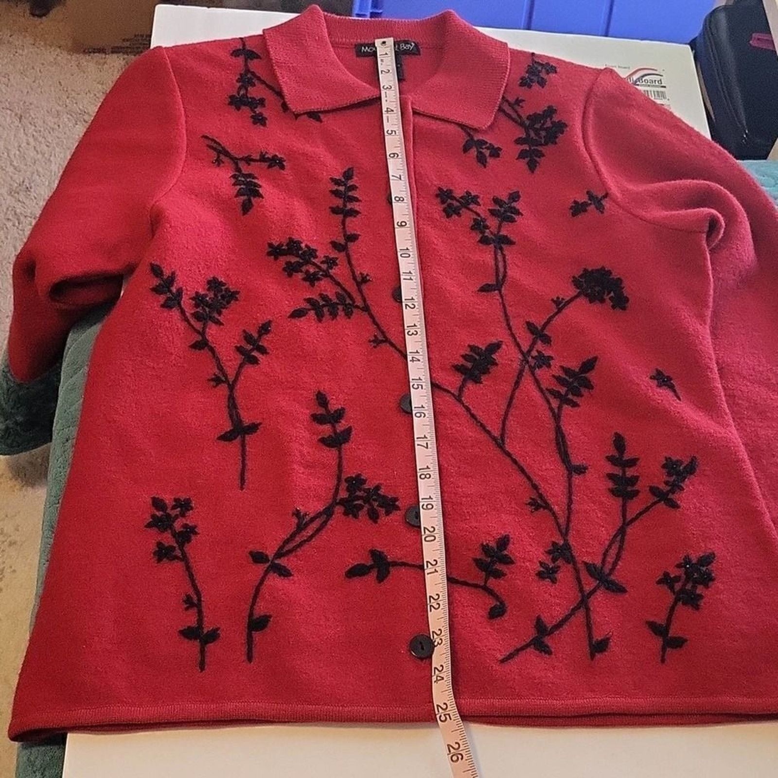 The Unbranded Brand Moonlight Bay Red Wool Jacket M Hand Embroidered Beaded Size M / US 6-8 / IT 42-44 - 9 Thumbnail