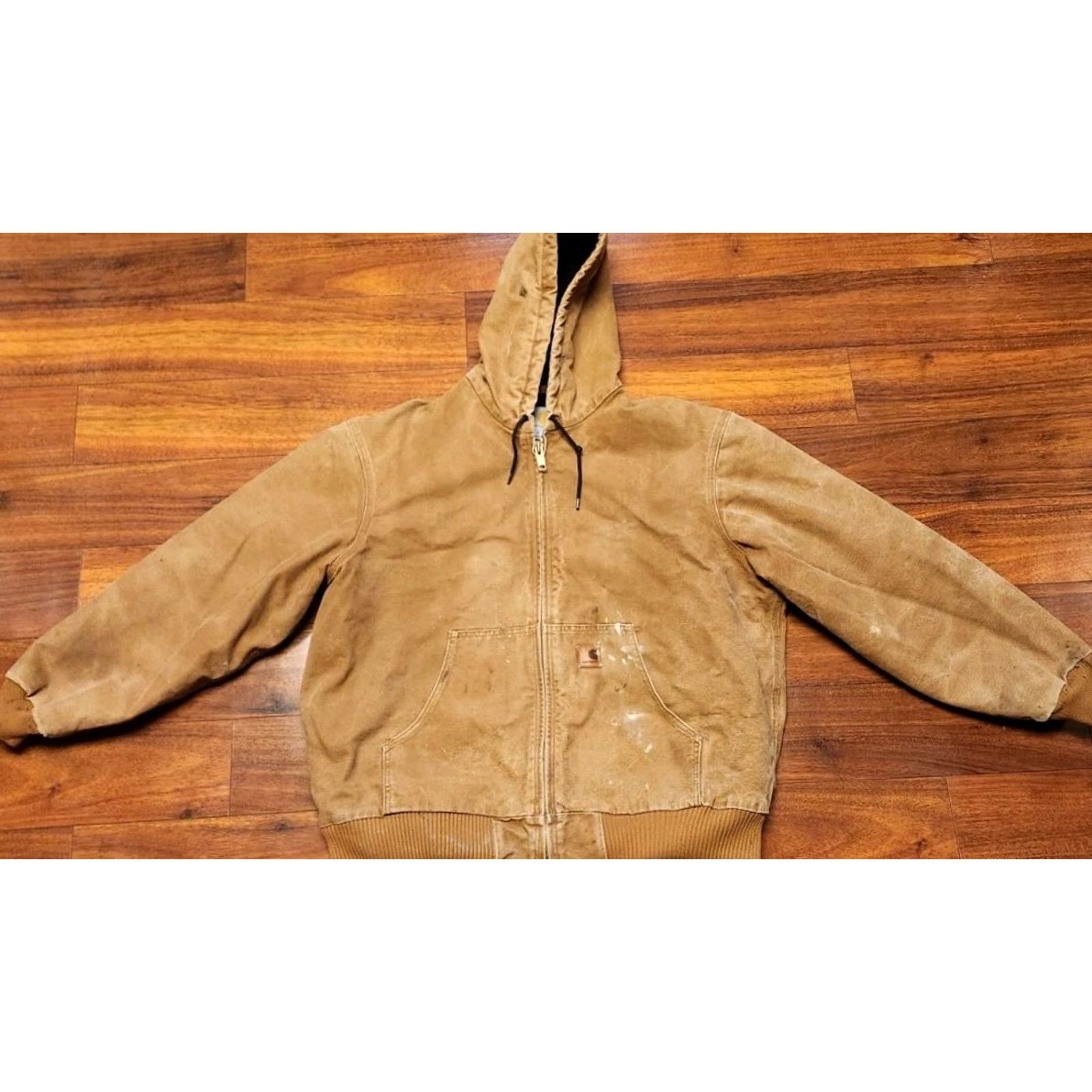 Carhartt VINTAGE Carhartt Bomber Jacket Mens XL Coat J130 211 Canvas Chore Full Zip Beige 90s Retro City Classic Workwear Logo Zipper Quilted Long Sleeve Mens Size US XL / EU 56 / 4 - 3 Thumbnail