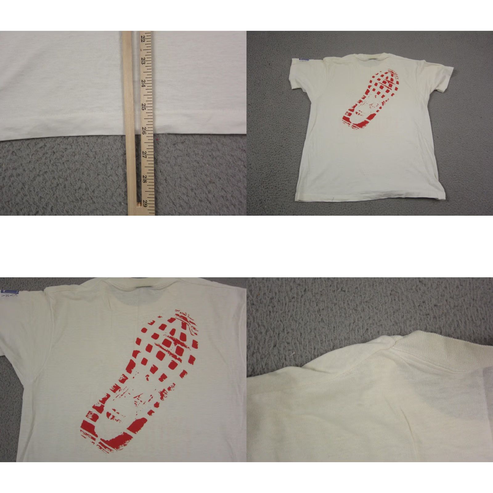Vintage VINTAGE Running Shirt Large White Foot Print Run Single Stitch Made in USA Mens Size US L / EU 52-54 / 3 - 8 Thumbnail