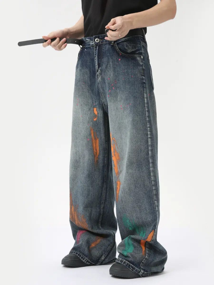 Japanese Brand Retro loose high street graffiti jeans Size US 32 / EU 48 - 3 Thumbnail