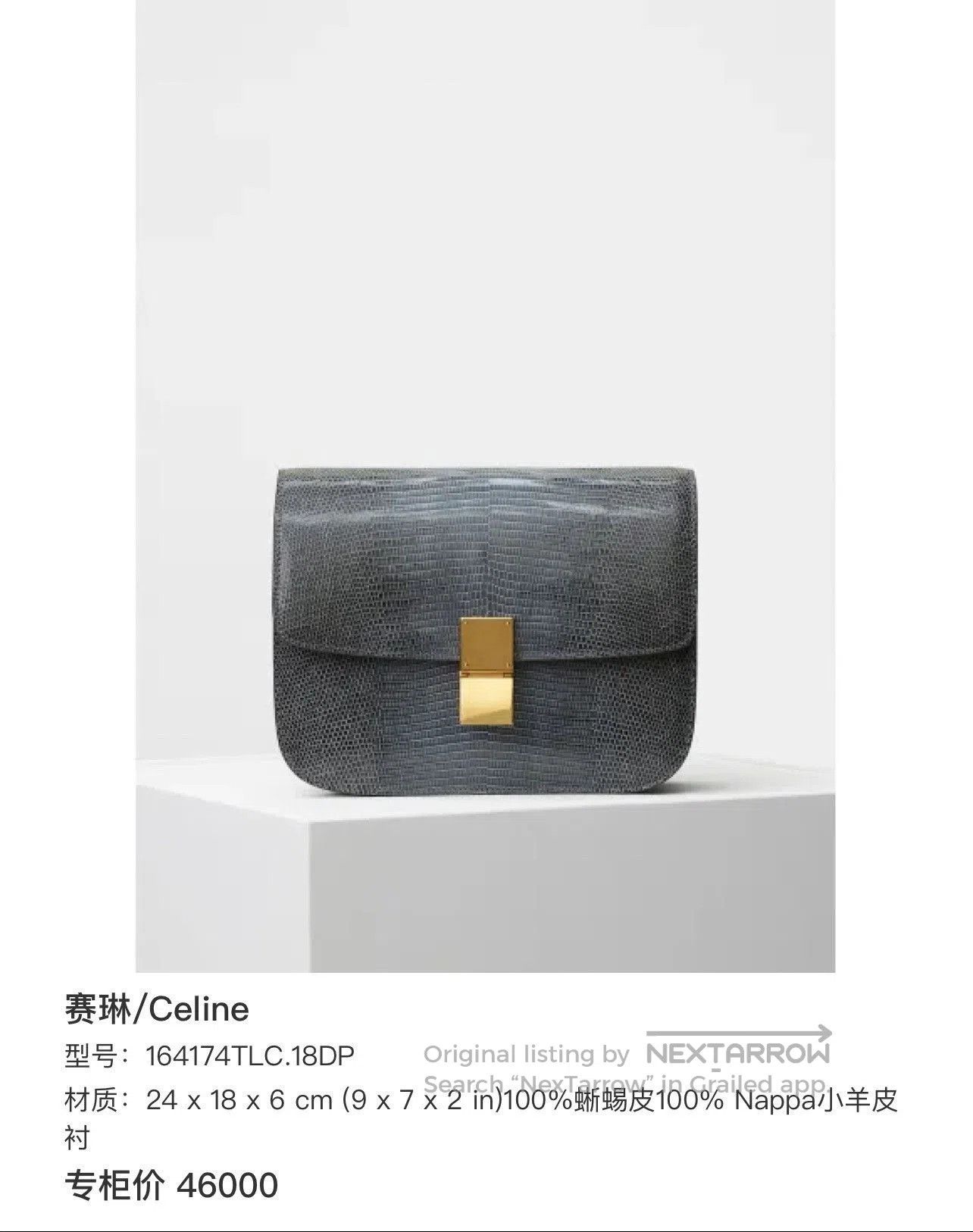 Celine Celine Box Medium Lizard Skin Gray. Size ONE SIZE - 8 Thumbnail