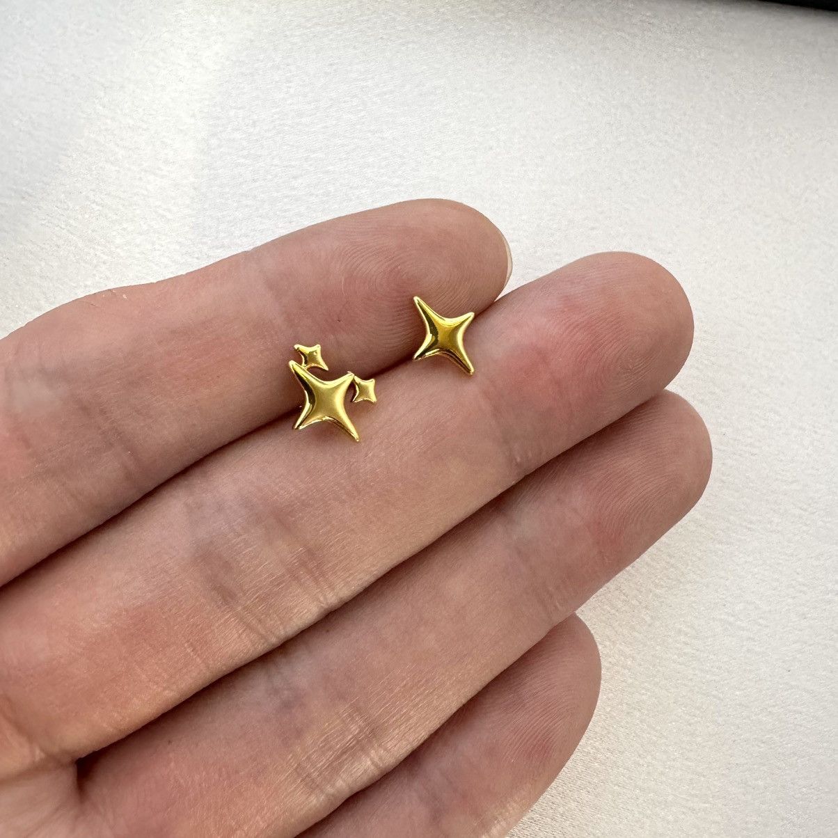 Other Asymmetry Tiny Four-Pointed Star Stud Earrings for Women Men Size ONE SIZE - 5 Thumbnail