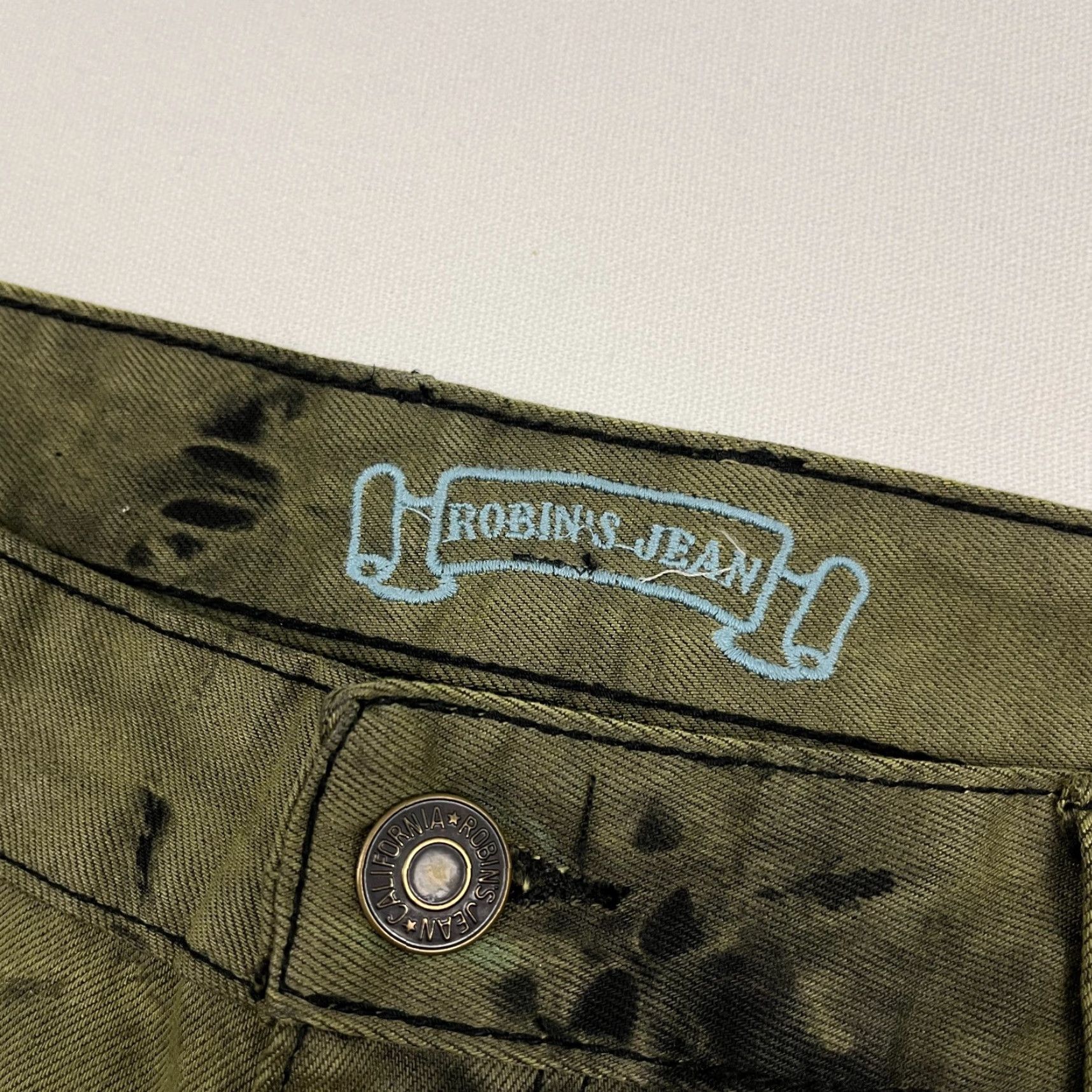 Vintage VINTAGE Robins Jeans Motard Moto Men 38x34 Green Black Dyed Wings Grunge Hip Hop Y2K VTG Jeans Mens Regular 38 Green 5-Pocket Design Denim Cotton Size US 38 / EU 54 - 5 Thumbnail