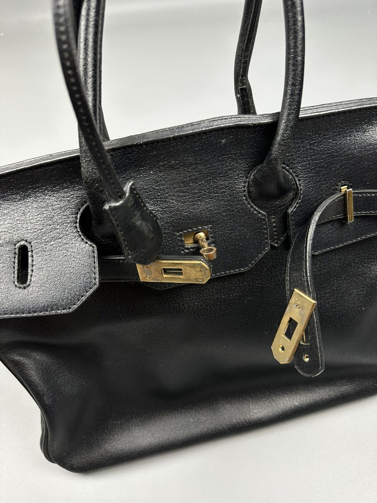 Handmade Hermes Birkin Inspired Custom Leather Handmade Bag Size ONE SIZE - 13 Thumbnail