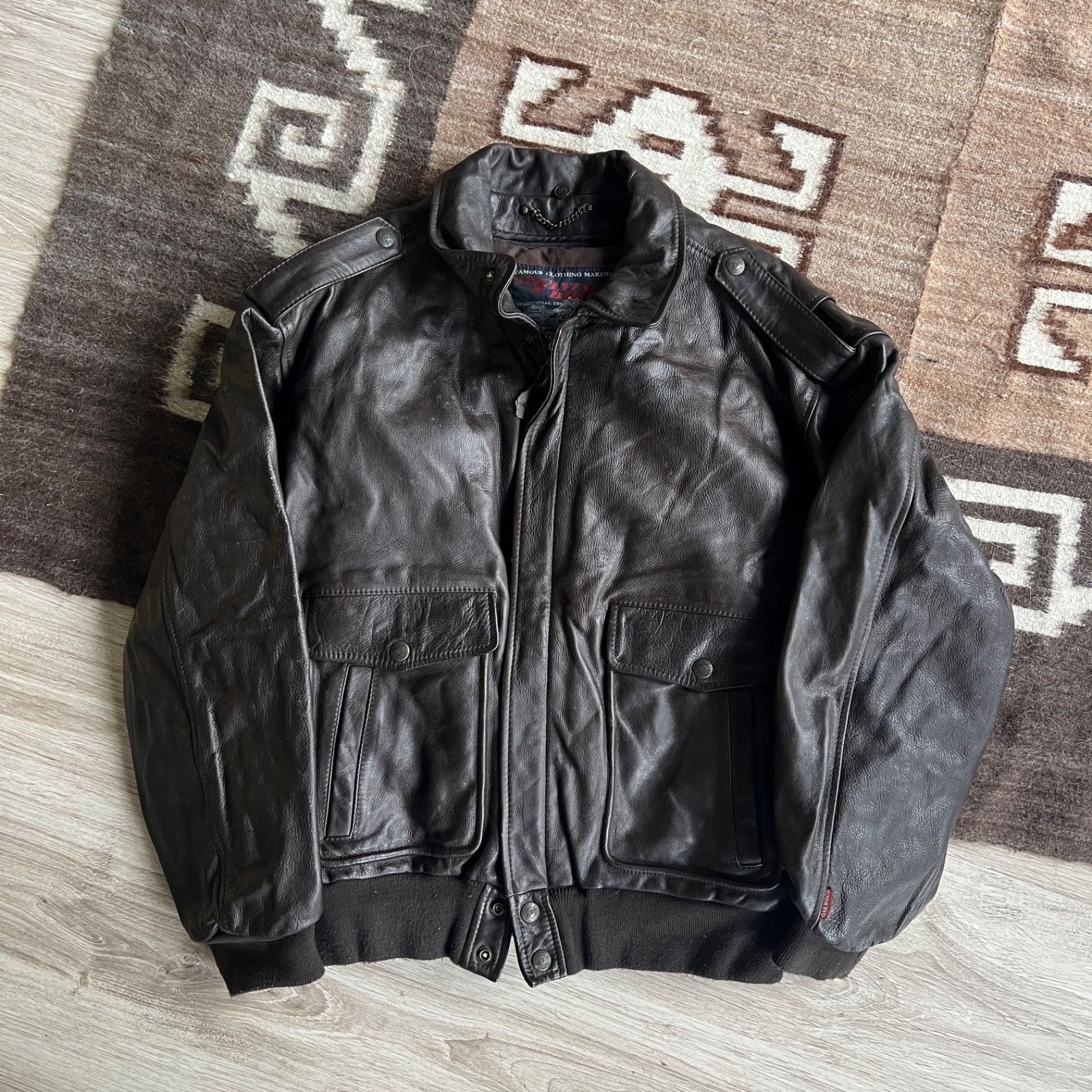 Genuine Leather Oakwood Flying Bikes Leather Cowhide Biker Jacket 9882AC Size US XL / EU 56 / 4 - 1 Thumbnail