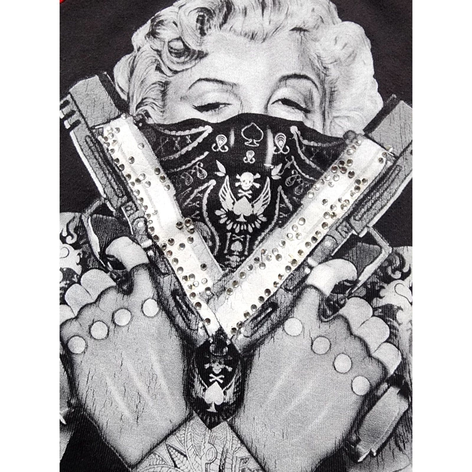Vintage Womens L Marilyn Monroe Guns Tattoo Bike Week 2012 T Shirt Distressed Bikers Edge Black Short Sleeve Round Neck Cotton Blend T-Shirt Womens L Size L / US 10 / IT 46 - 2 Thumbnail