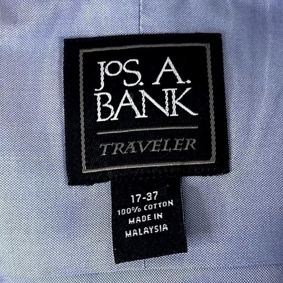 Jos. A. Bank Jos A Bank 17 37 Traveler Oxford Cloth Dress Shirt Blue 100% Cotton Formal Shirt Mens Regular 37 Sleeve Size 46R - 3 Thumbnail