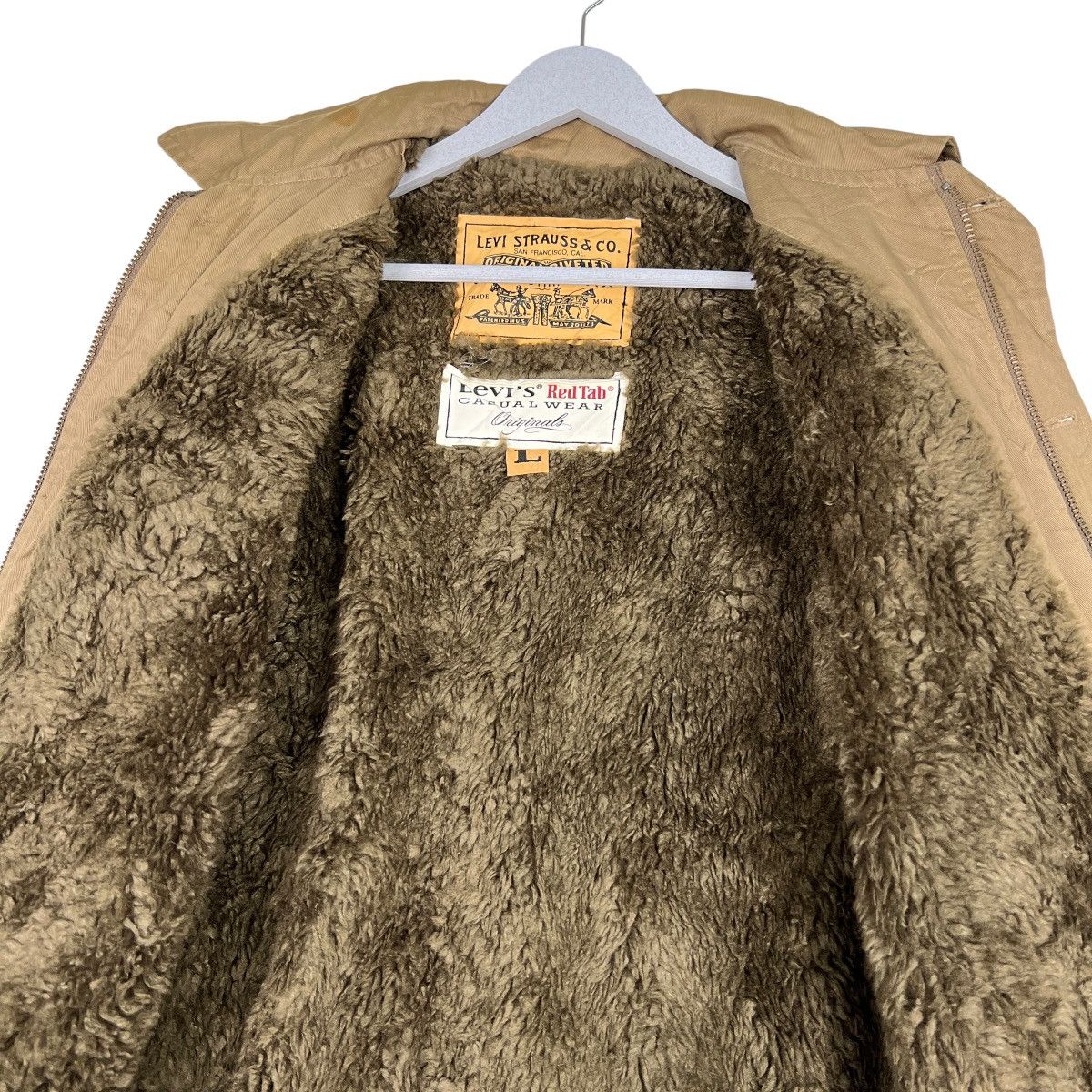 Levi's 🔥 VINTAGE LEVIS RED TAB FAUX FUR LINING ZIPPER JACKET Size US L / EU 52-54 / 3 - 12 Thumbnail