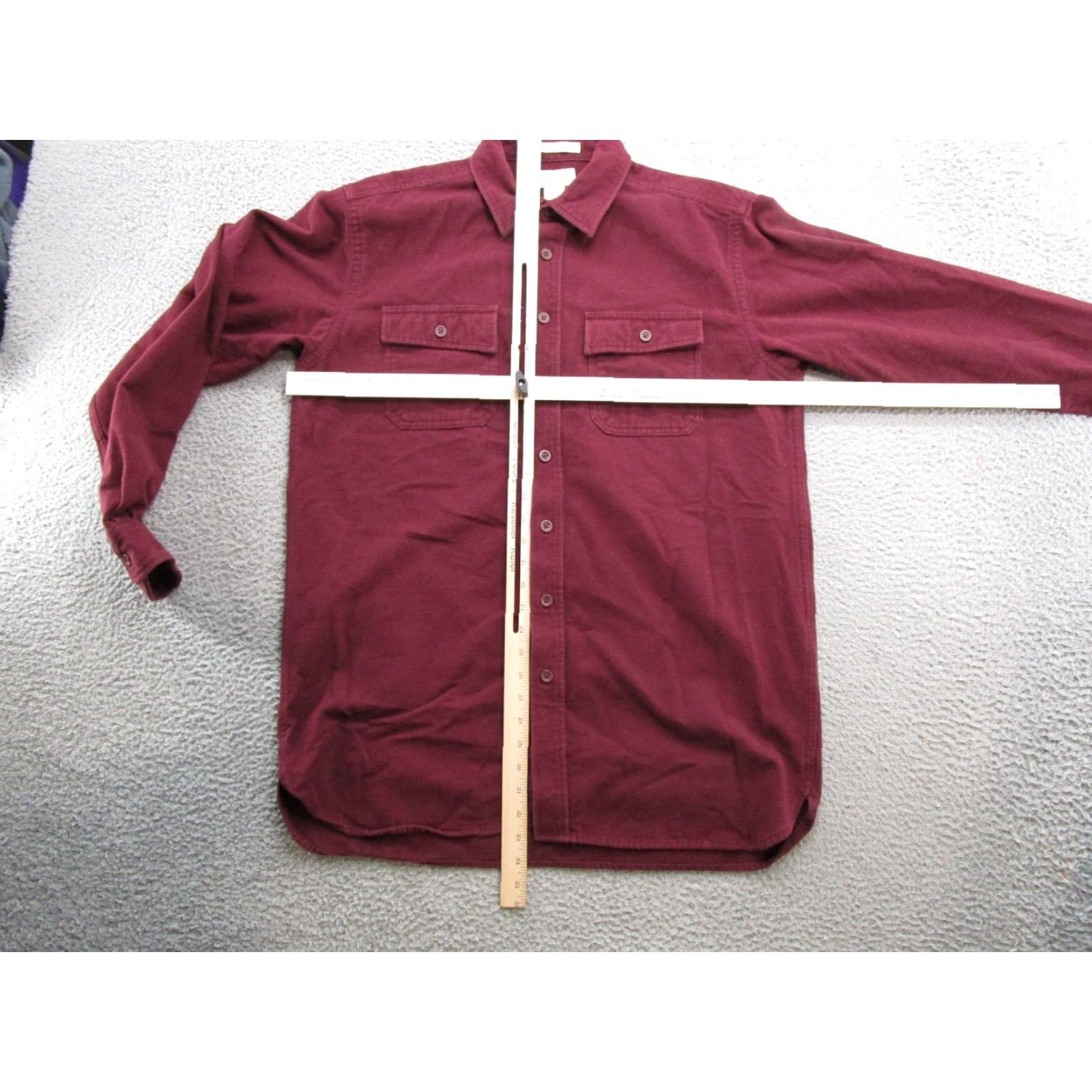 Vintage LL Bean Mens Maroon Burgundy Chamois Flannel Heavyweight Outdoor Pockets Size LT Shirt Big & Tall Red Cotton Flannel Button-Up Outdoor Mens Size US L / EU 52-54 / 3 - 4 Thumbnail