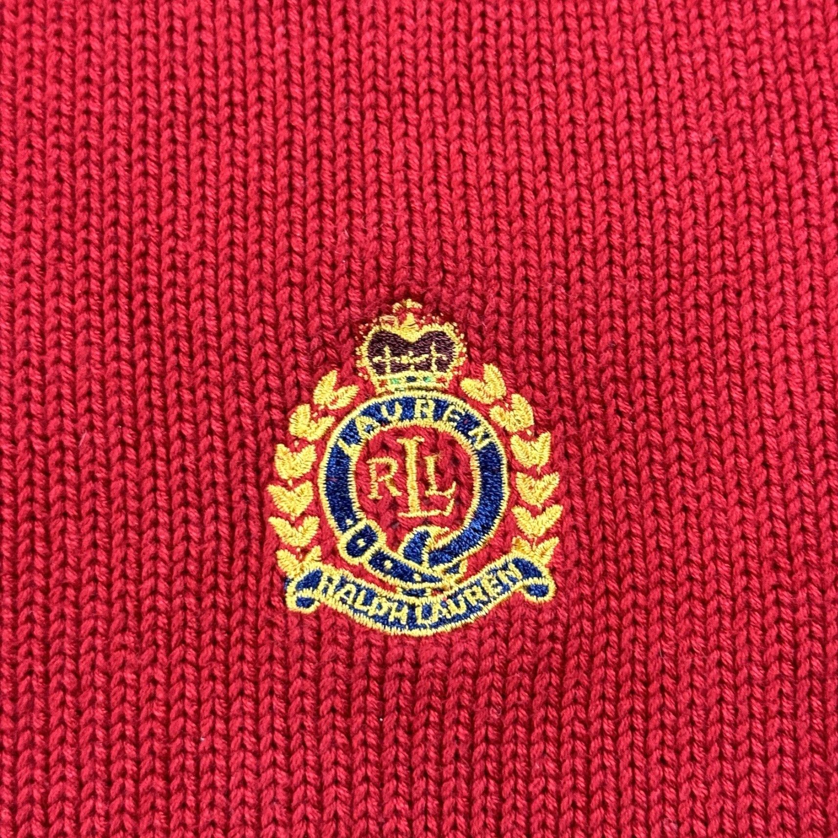 Ralph Lauren VINTAGE Lauren Ralph Lauren Crest Full-Zip Knit Hoodie Sweater Unisex XL Red 90s Vintage Theme Knit/Cotton Heavyweight Mens/Womens Size US XL / EU 56 / 4 - 3 Thumbnail