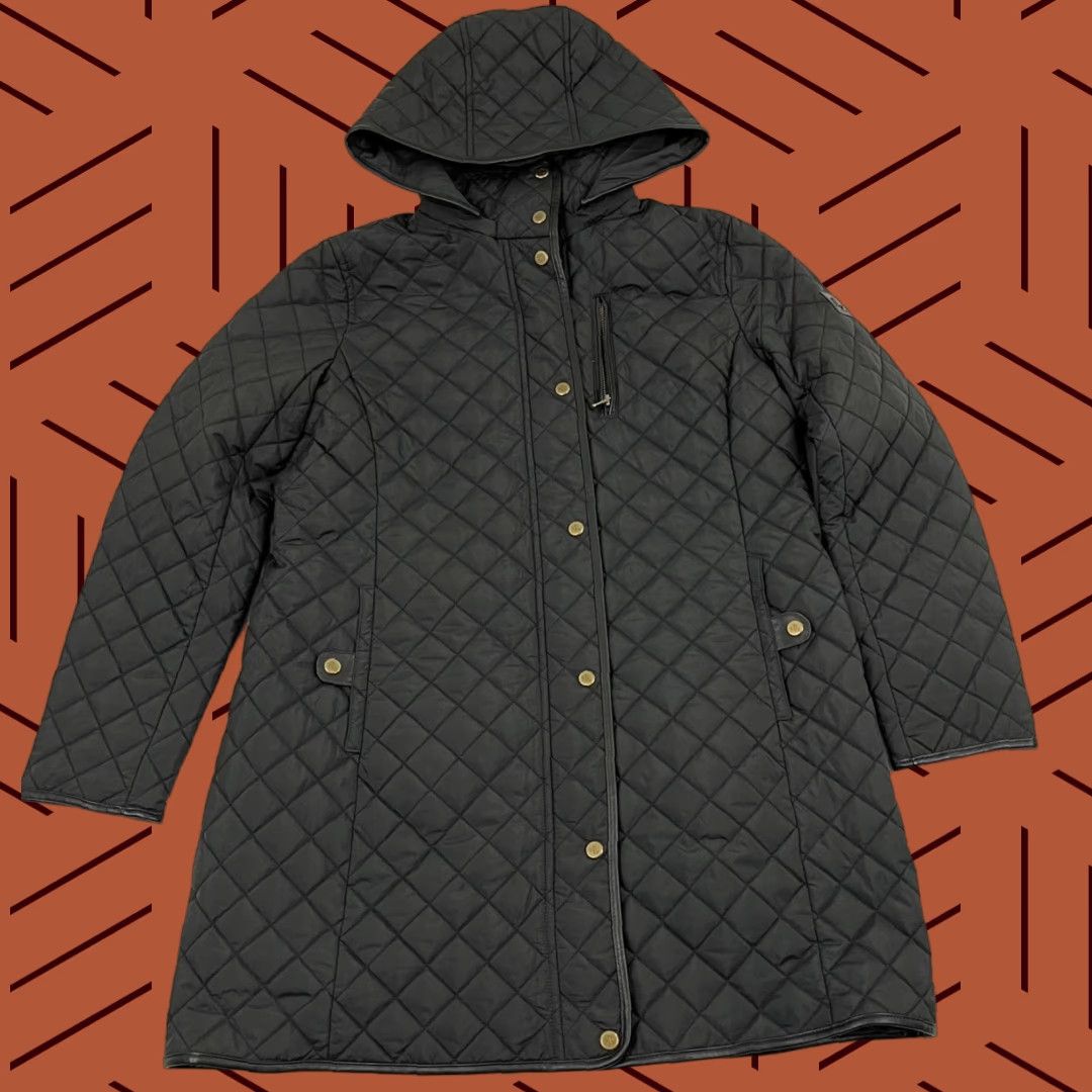 Ralph Lauren Lauren Ralph Lauren Jacket PL Black Quilted Hooded Faux Leather Trim Womens Size L / US 10 / IT 46 - 1 Thumbnail