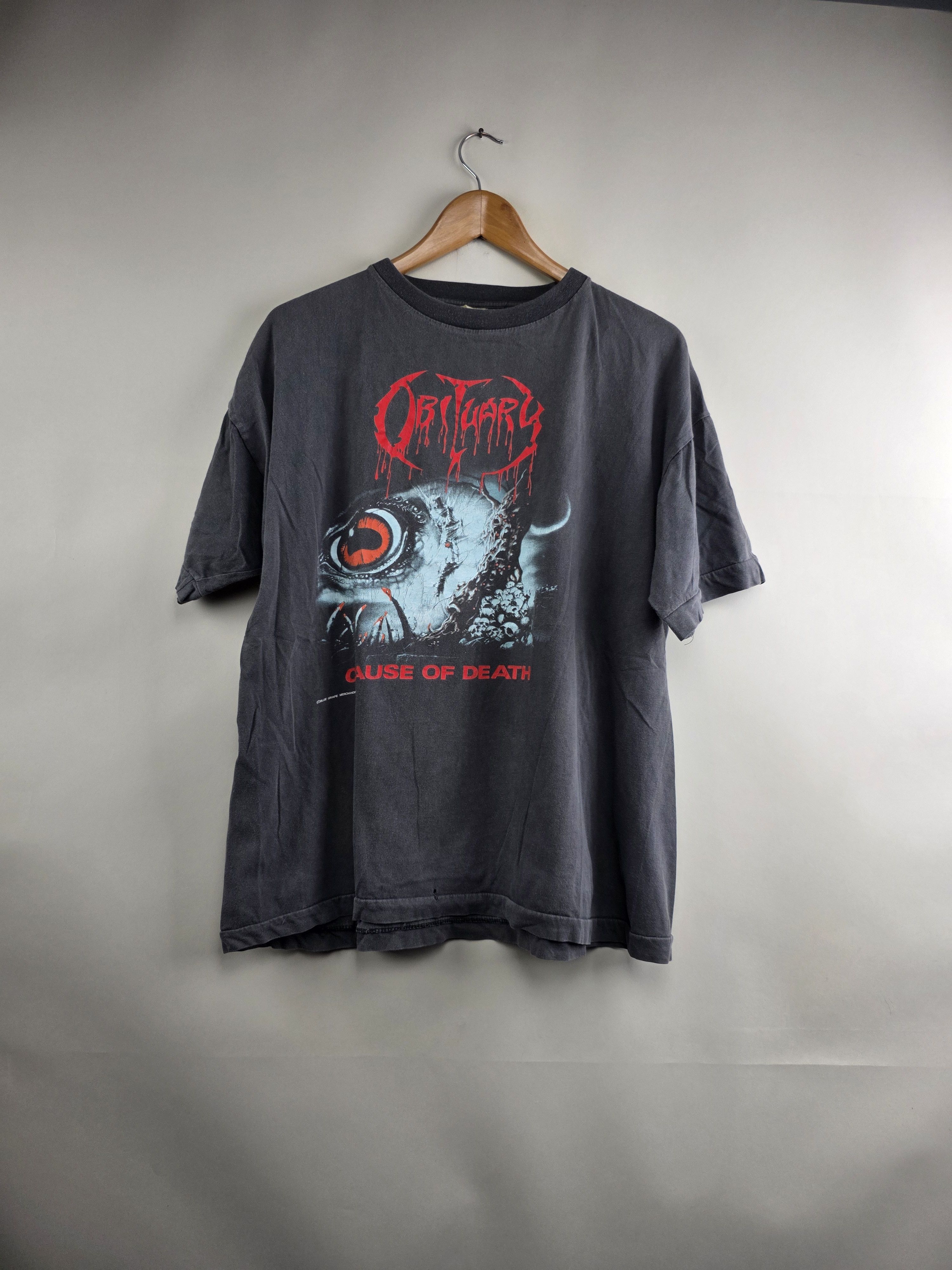 Band Tees × Vintage 1990 Obituary Cause of death XL 23" 27.5" Size US XL / EU 56 / 4 - 9 Thumbnail