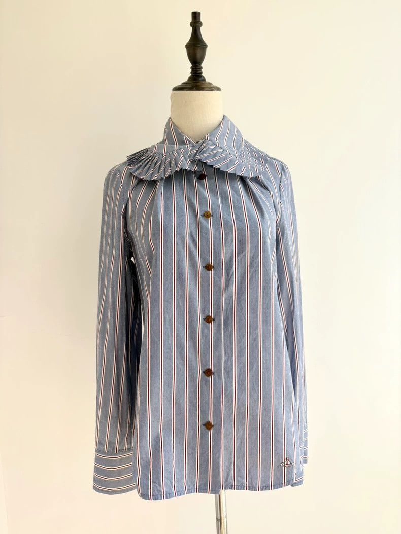 Other Vivienne Westwood size3 Blue striped yuanbao collar shirt Size M / US 6-8 / IT 42-44 - 5 Thumbnail
