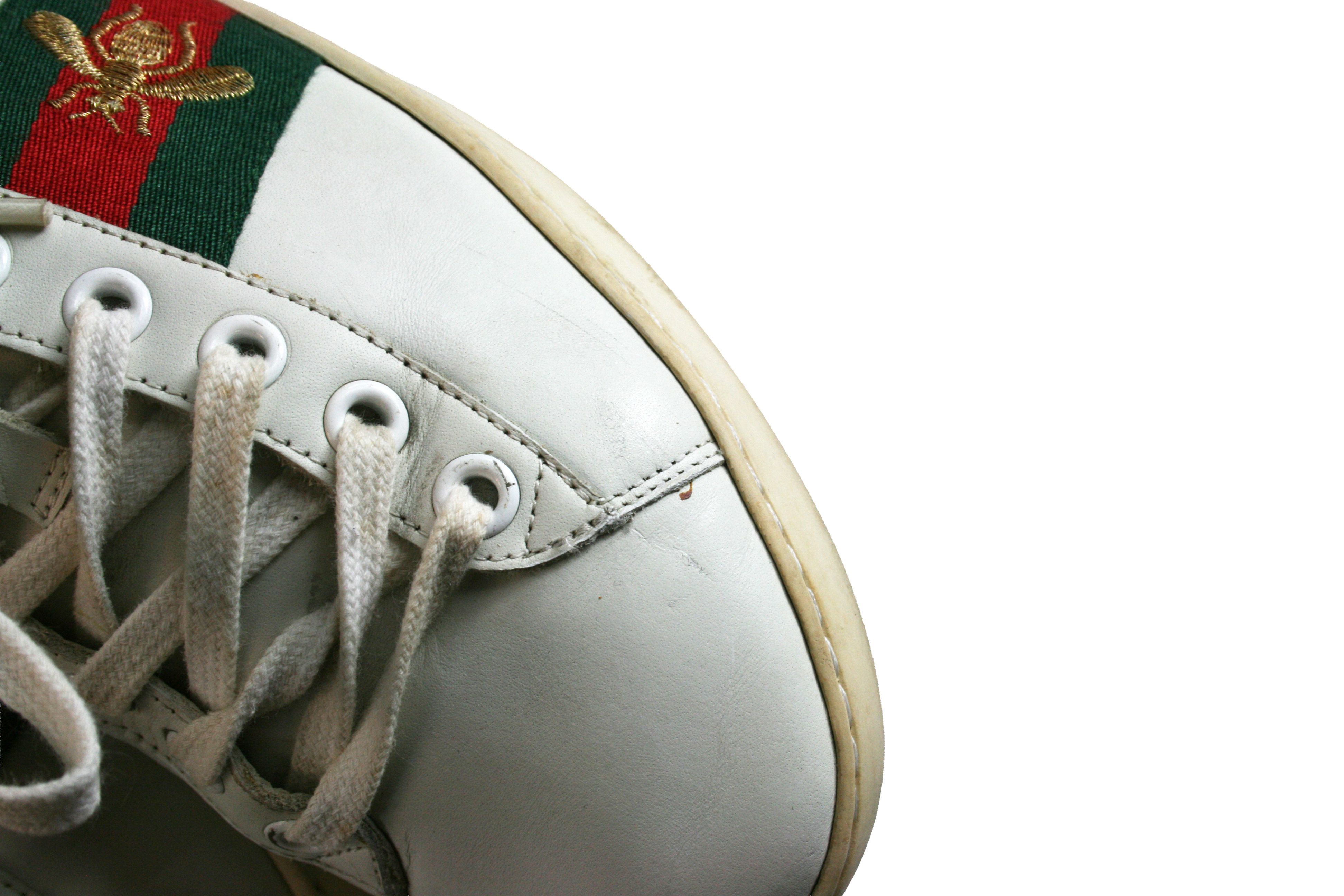 Ace Bee Embroidered Leather Low Sneakers